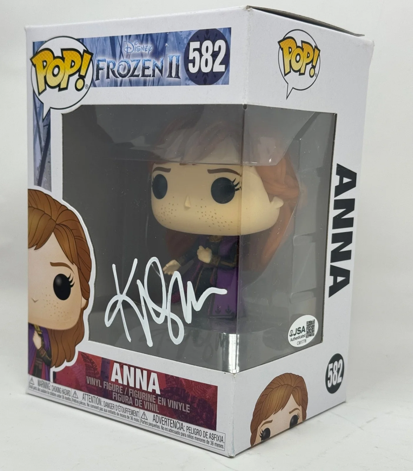 Kristen Bell — Kristen Bell Signed Frozen II Anna Funko Pop #582 Disney Autograph JSA COA, изображение 3