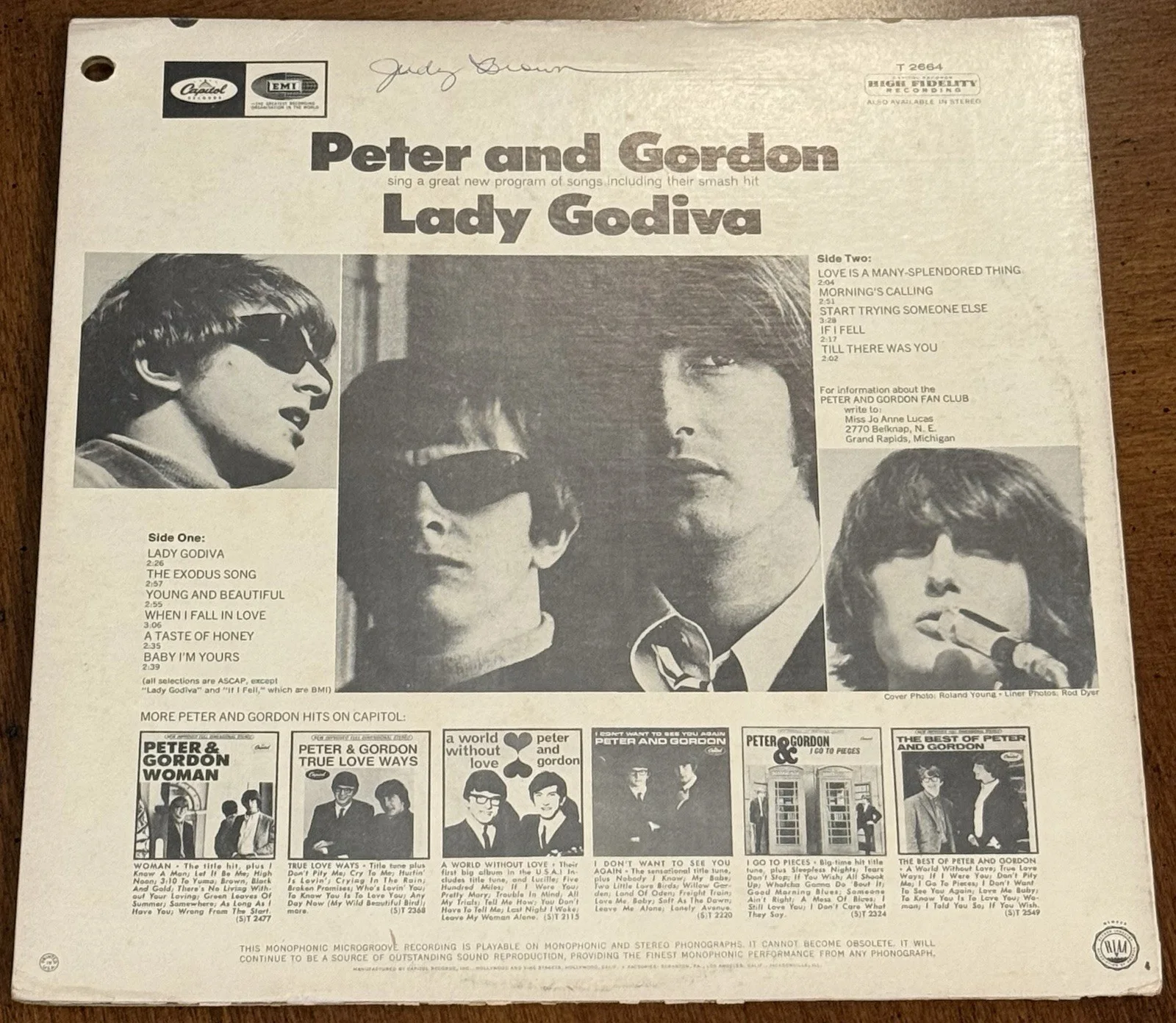 Peter Asher Signed Peter & Gordon Lady Godiva Album Vinyl LP Autograph PSA, image 4