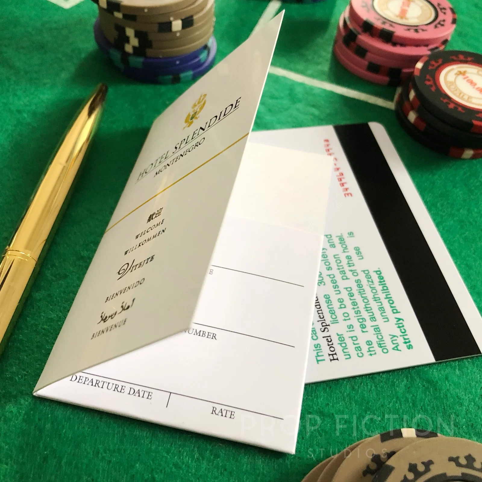 Cosplay Display: Casino Royale - Prop 'Hotel Splendide' Room Key Card and Wallet, image 4