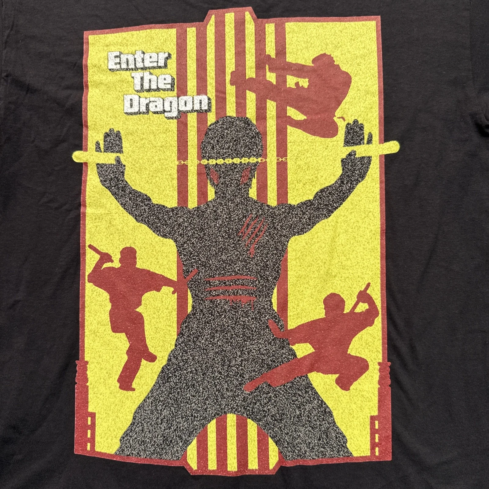 Vintage Bruce Lee Enter The Dragon T-Shirt Fruit Of The Loom Black Graphic M, изображение 2