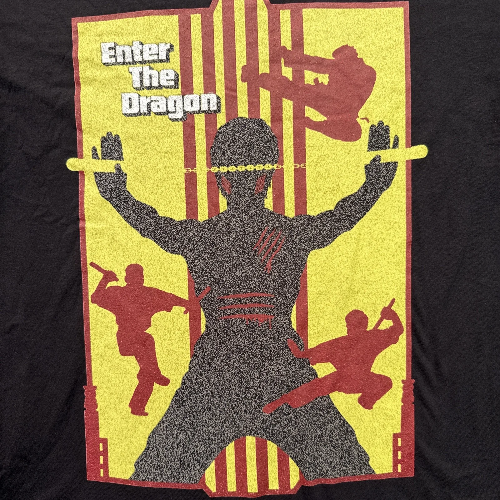 Vintage Bruce Lee Enter The Dragon T-Shirt Fruit Of The Loom Black Graphic M, изображение 5
