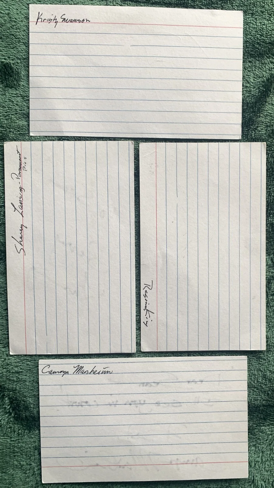 Kristy Swanson, Sherry Lansing, Regina King, Camryn Manheim — 4 Vintage Hollywood Signed Index Cards Kristy Swanson Regina King Sherry Lansing, image 2