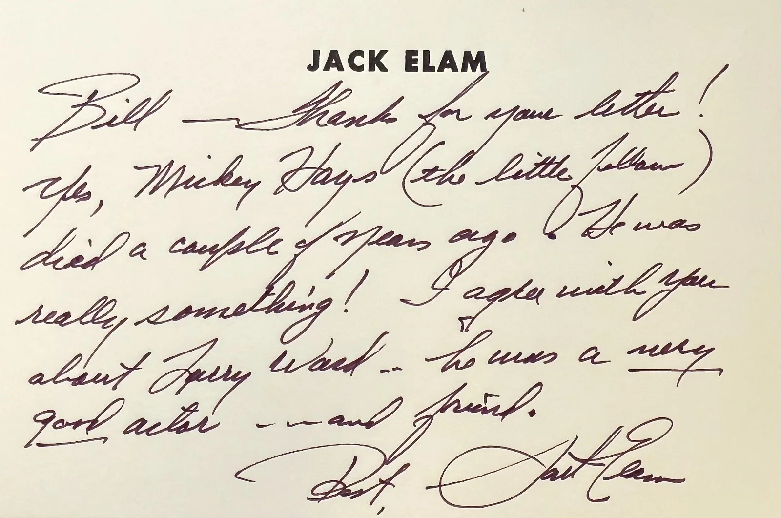 Jack Elam — JACK ELAM Signed Autographed 4" x 6" NOTE CARD The Aurora Encounter THE DAKOTAS, изображение 3