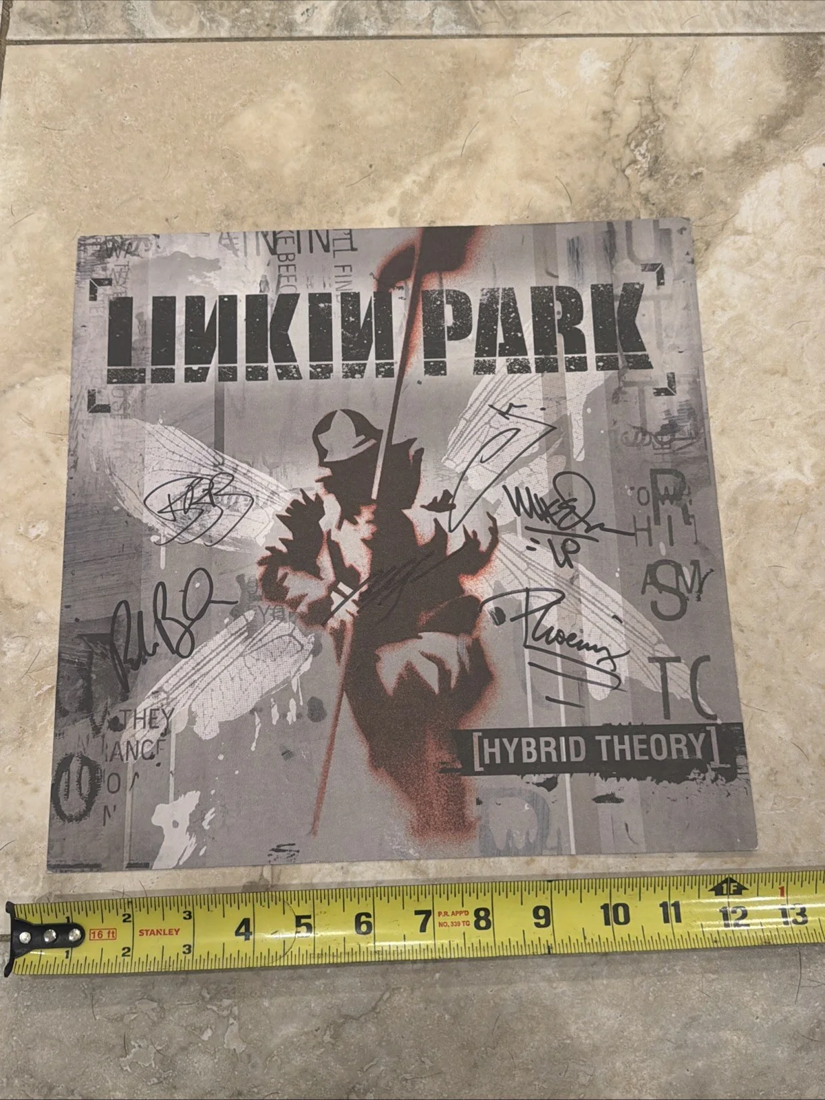 RARE Autographed 1999 Hybrid Theory EP Linkin Park 12x12 Concert Promo, изображение 2