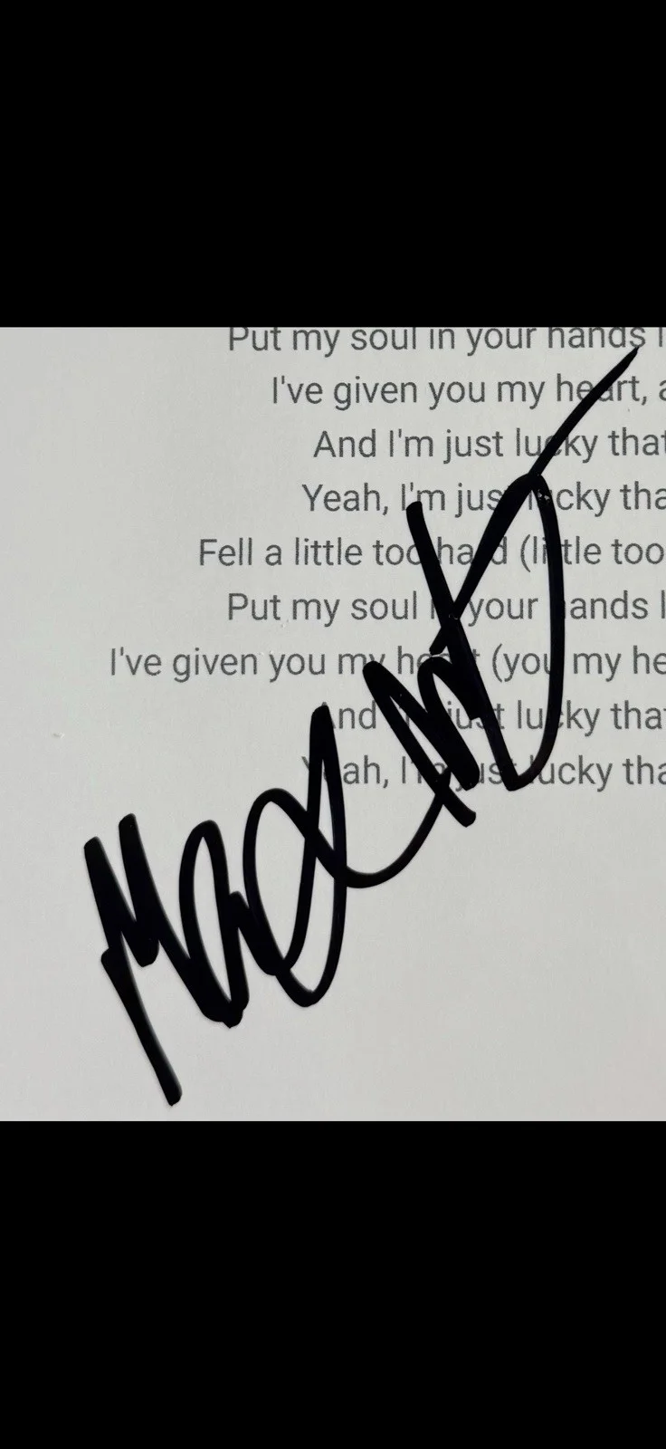 Max McNown Rising Music Artist Signed Autographed “Love Me Back” Lyric Sheet, изображение 2