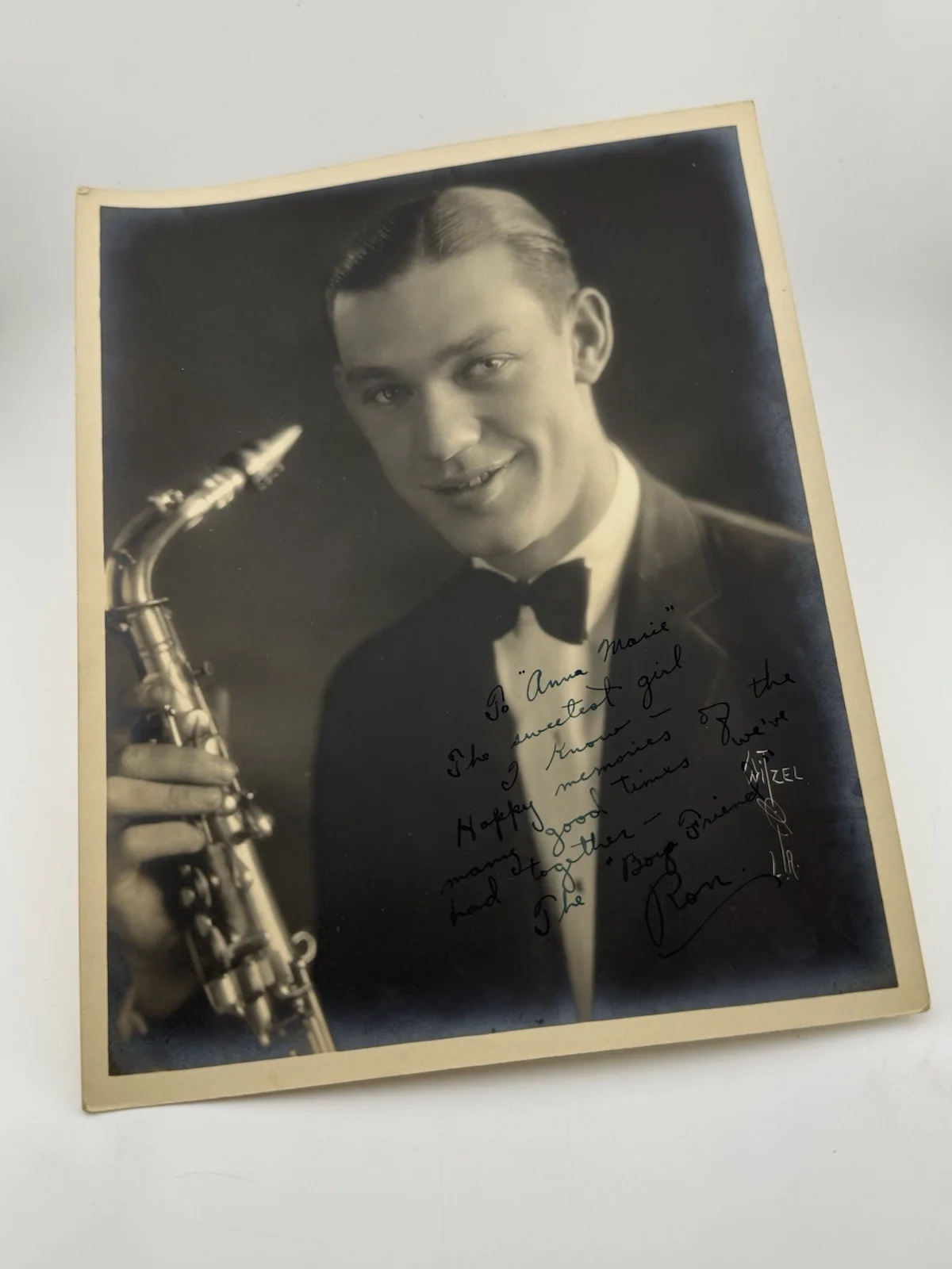 Ron — C1900 8x10 Photo Of Unknown Musician Named Ron Inscribed Signed Photo By Witz, изображение 2