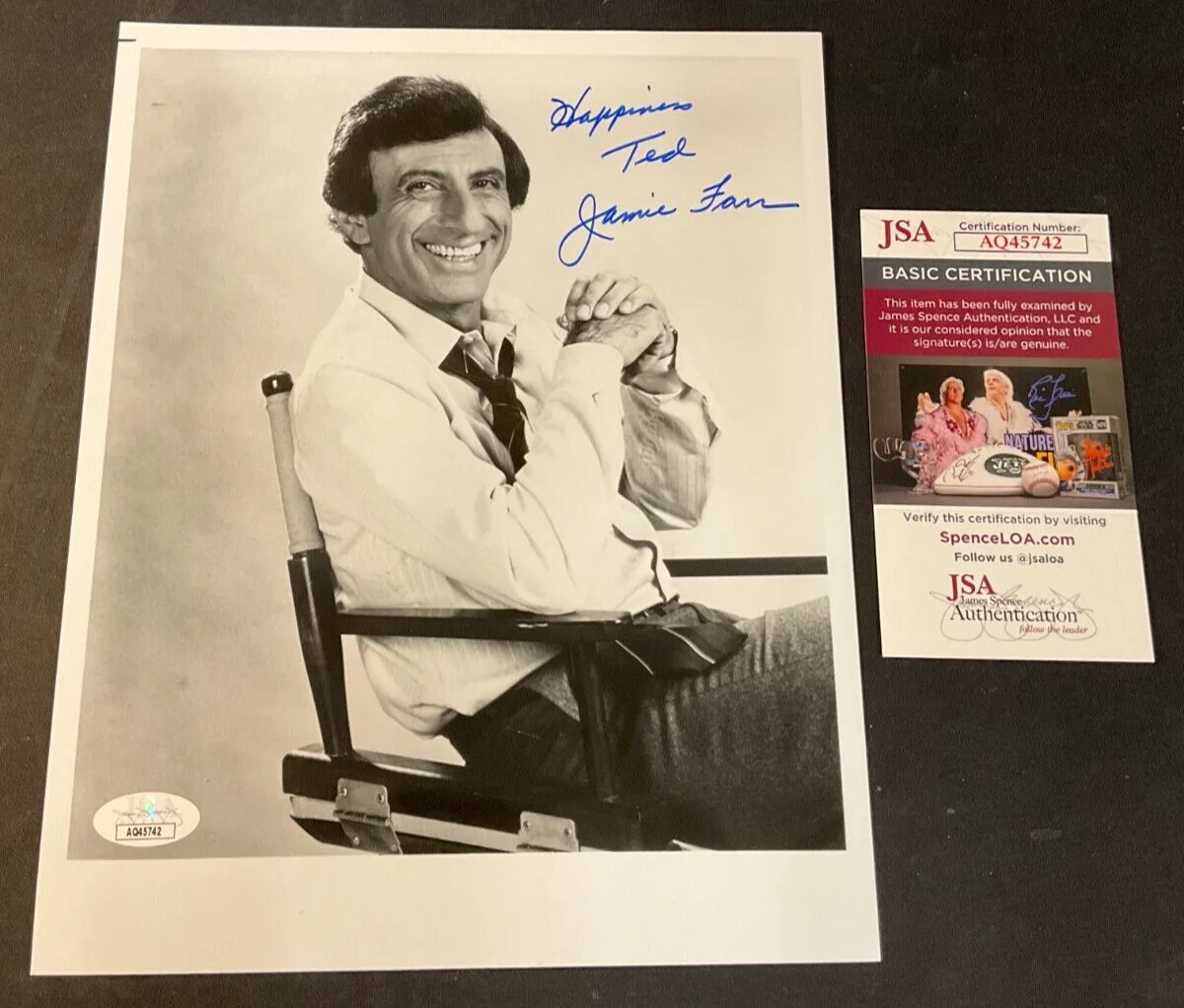 Jamie Farr — Jamie Farr Signed B&W Photograph JSA Cert. AUTO Corporal Klinger "M.A.S.H." TV!