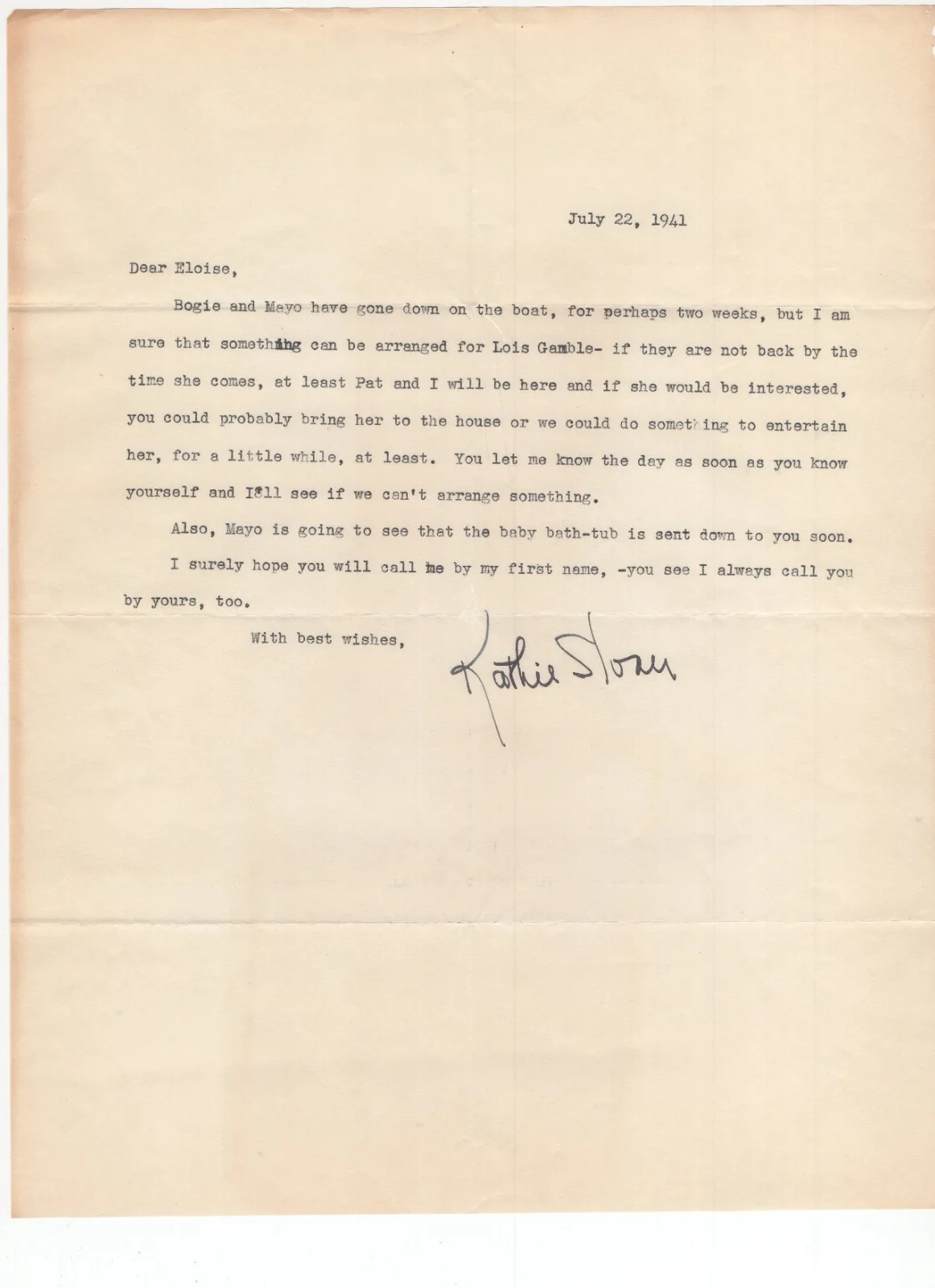 10 Letters from Humphrey Bogart's Secretary 1941-1942 / Autographed, image 2