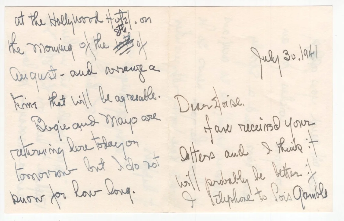 10 Letters from Humphrey Bogart's Secretary 1941-1942 / Autographed, image 3