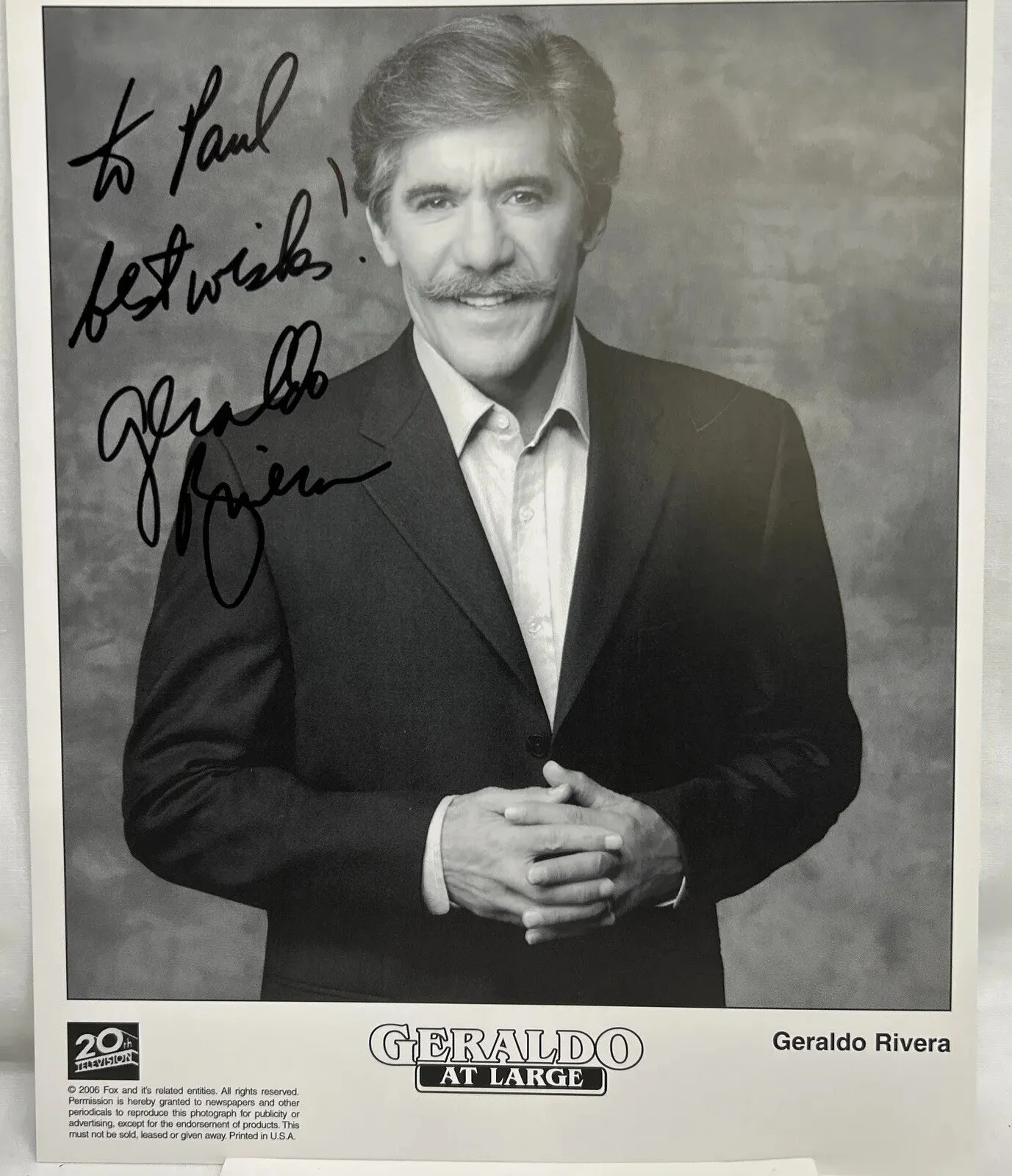 Geraldo Rivera — Geraldo Rivera Journalist Author B/W Picture & Index Card Signed Original, image 2