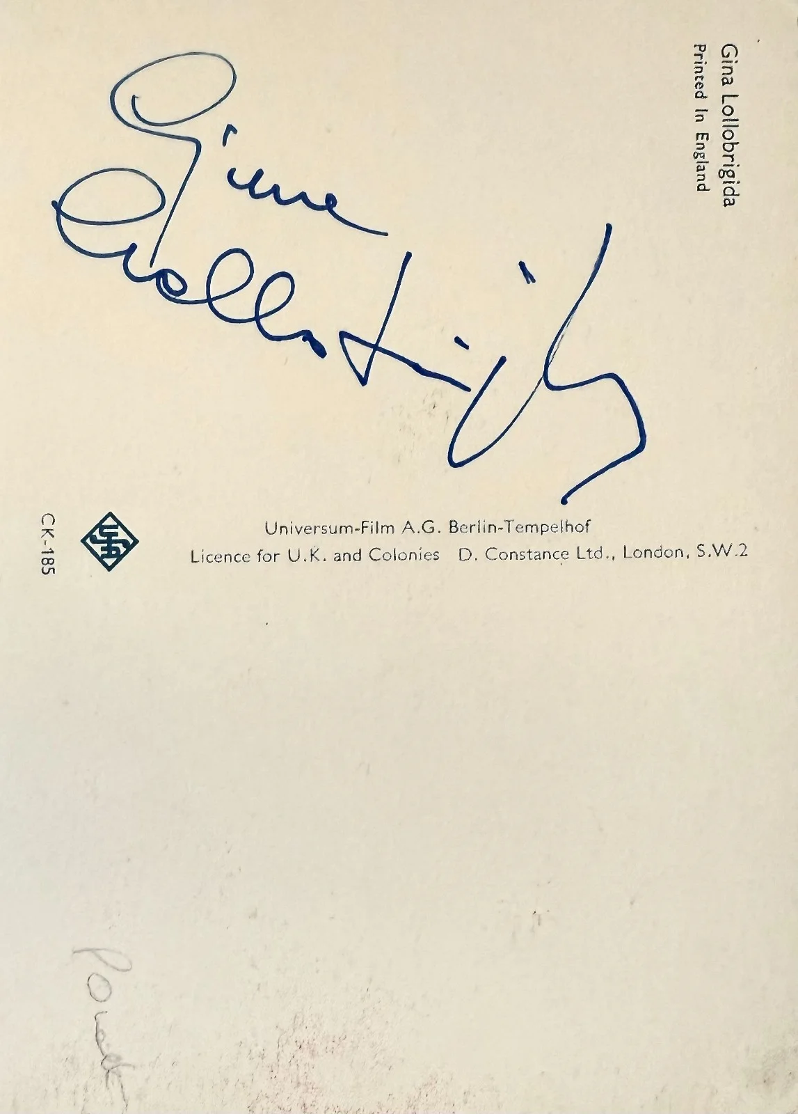 Gina Lollobrigida — GINA LOLLOBRIGIDA Signed Autograph 4x 5 POSTCARD PHOTO Beat the Devil SEX SYMBOL
