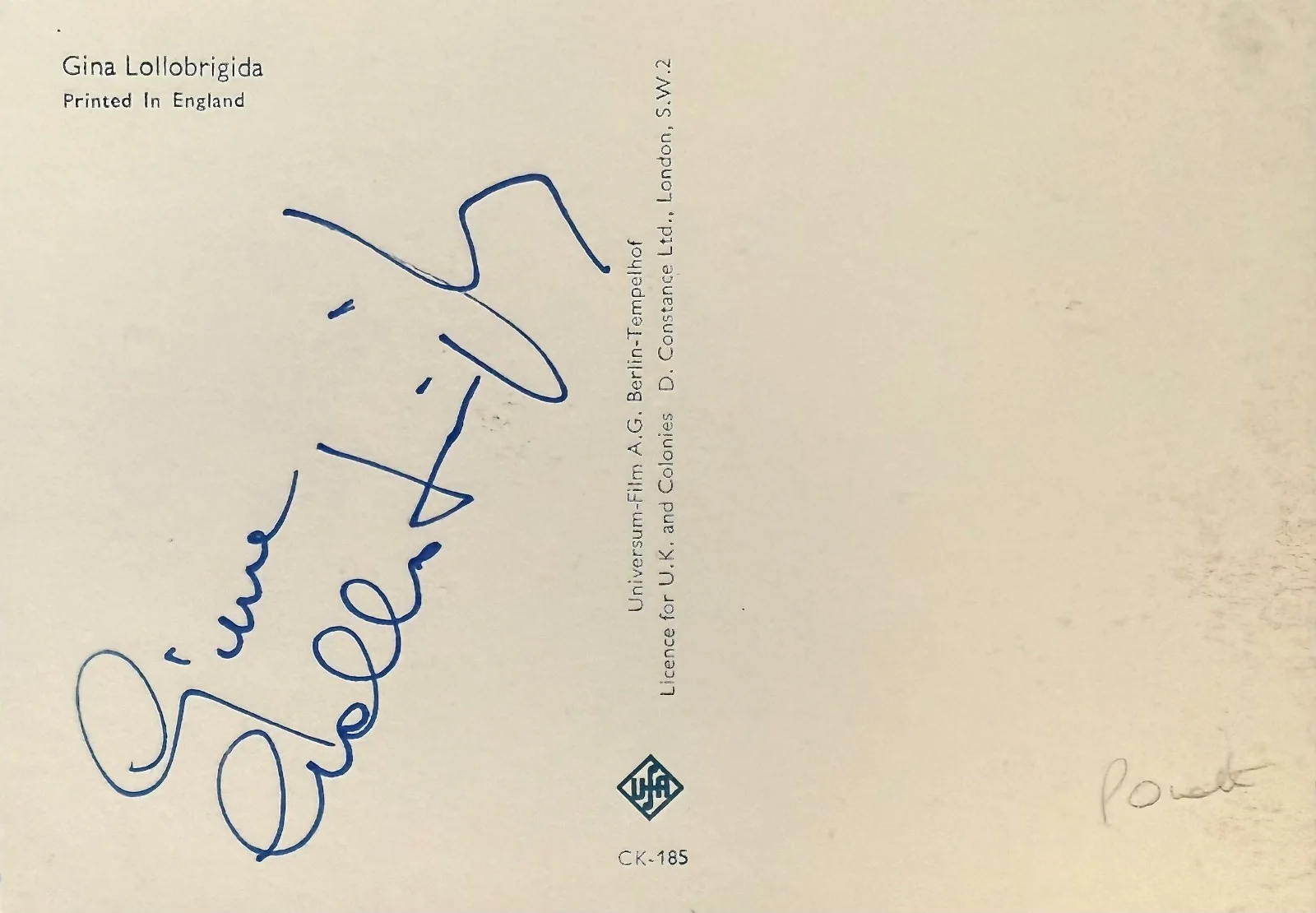 Gina Lollobrigida — GINA LOLLOBRIGIDA Signed Autograph 4x 5 POSTCARD PHOTO Beat the Devil SEX SYMBOL, изображение 3