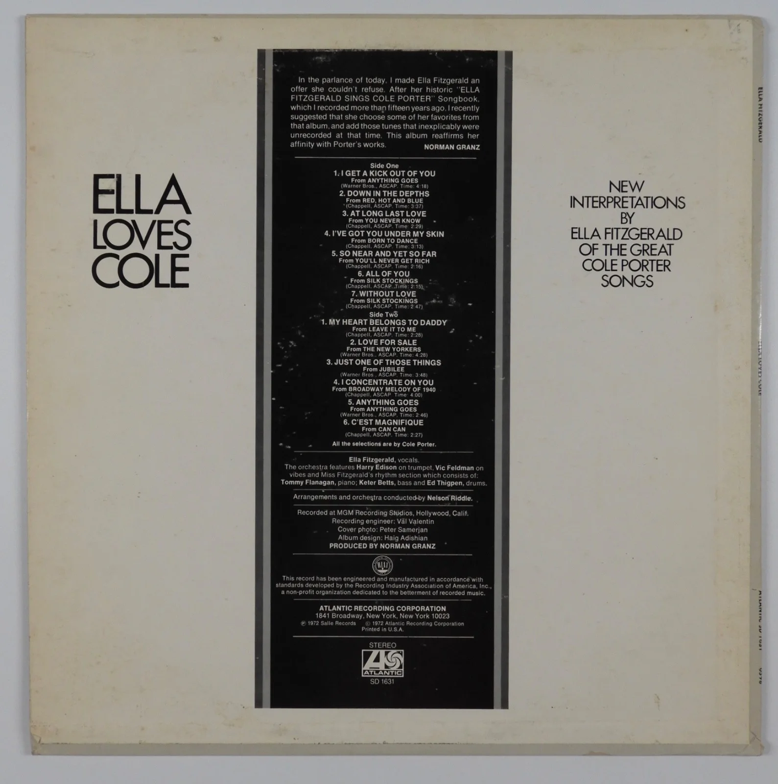 Ella Fitzgerald JSA Signed Autograph Album Vinyl Record Ella Loves Cole, image 3