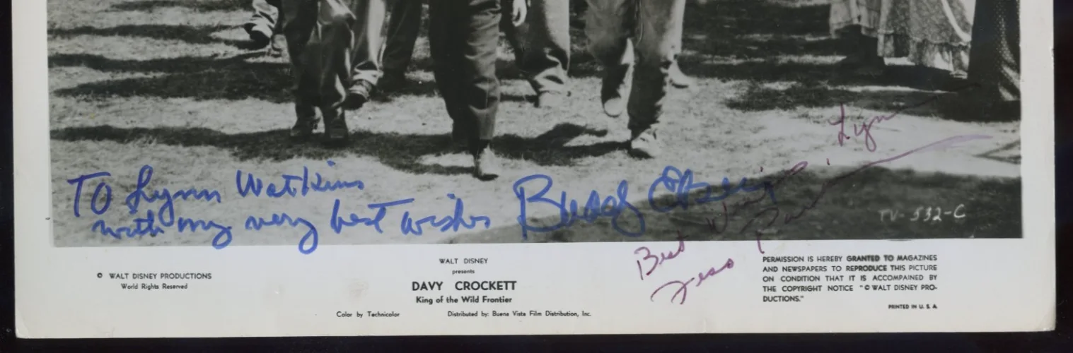 FESS PARKER and BUDDY EBSEN Both Signed Cast Photo DAVY CROCKETT KOTWF, image 2