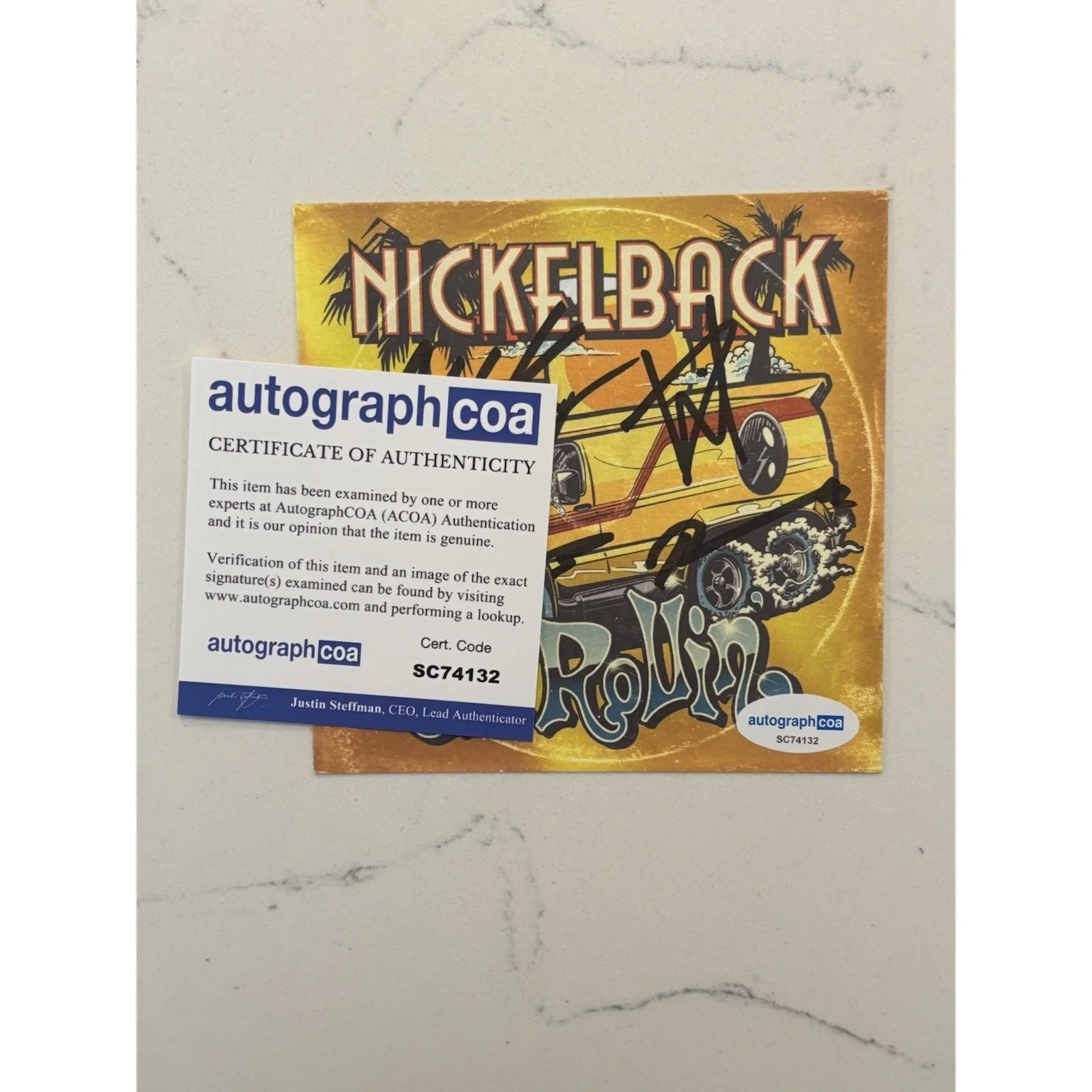 NICKELBACK Get Rollin CD Signed Card FULL BAND Insert Autograph ACOA #14, image 2