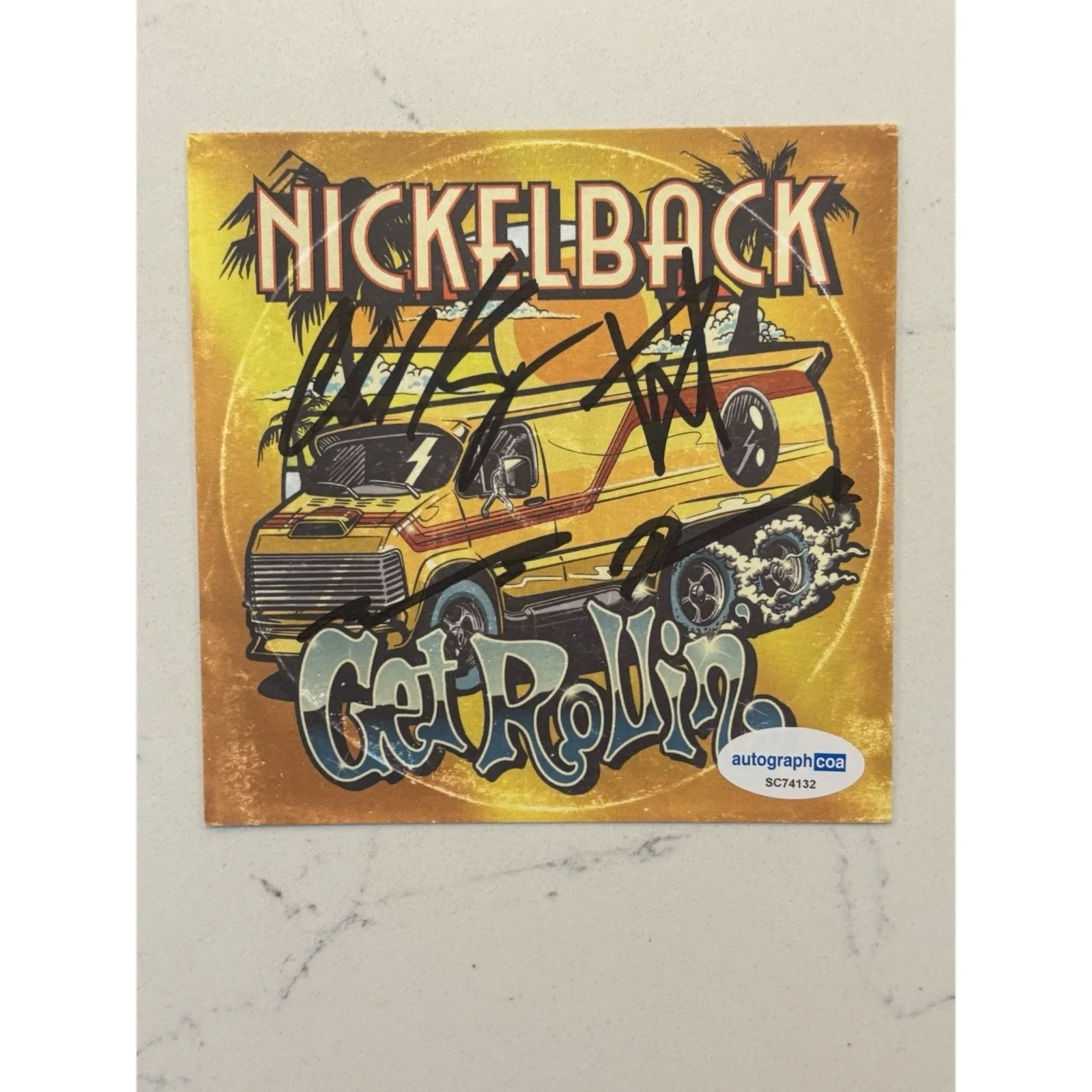 NICKELBACK Get Rollin CD Signed Card FULL BAND Insert Autograph ACOA #14, image 3