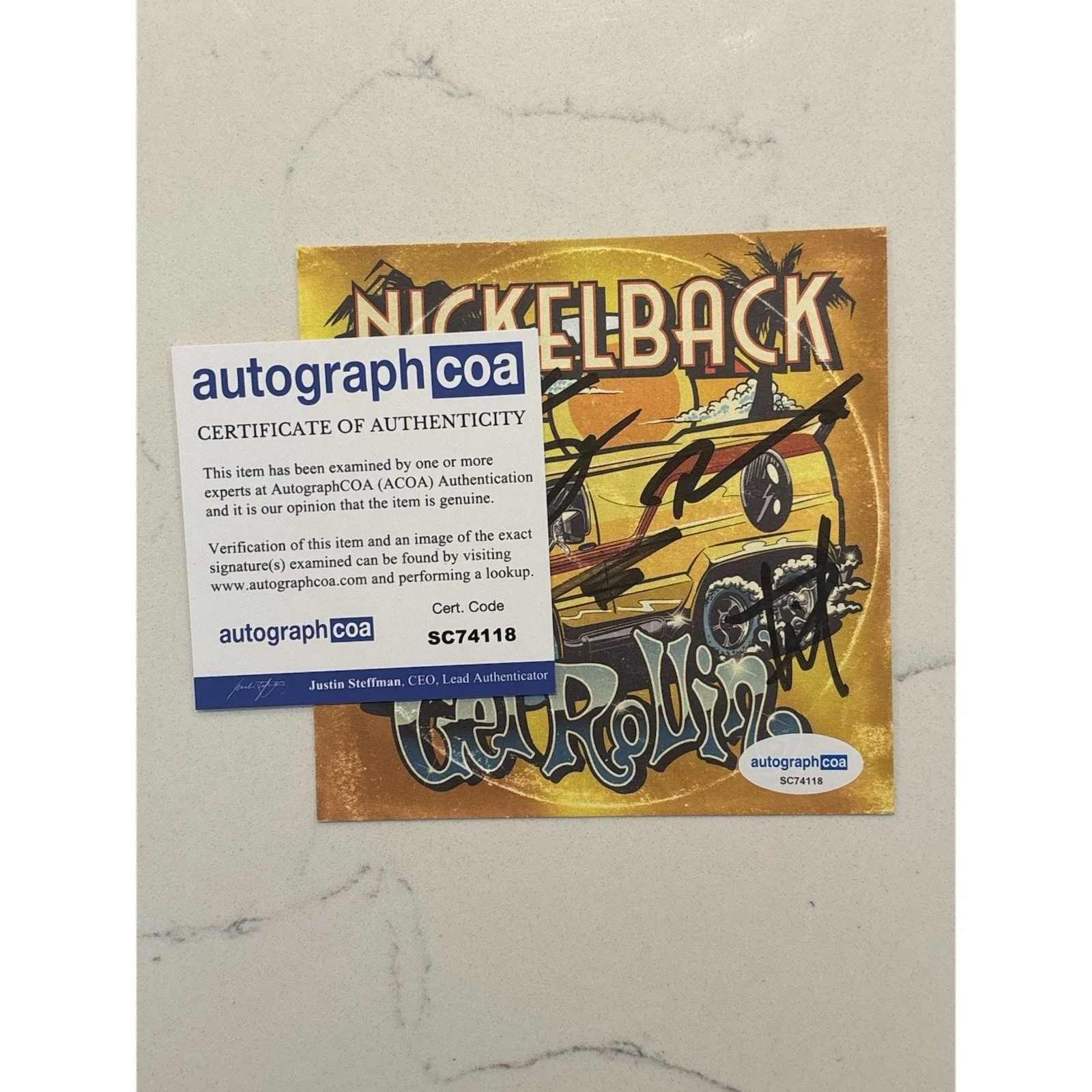 NICKELBACK Get Rollin CD Signed Card FULL BAND Insert Autograph ACOA #20, image 2