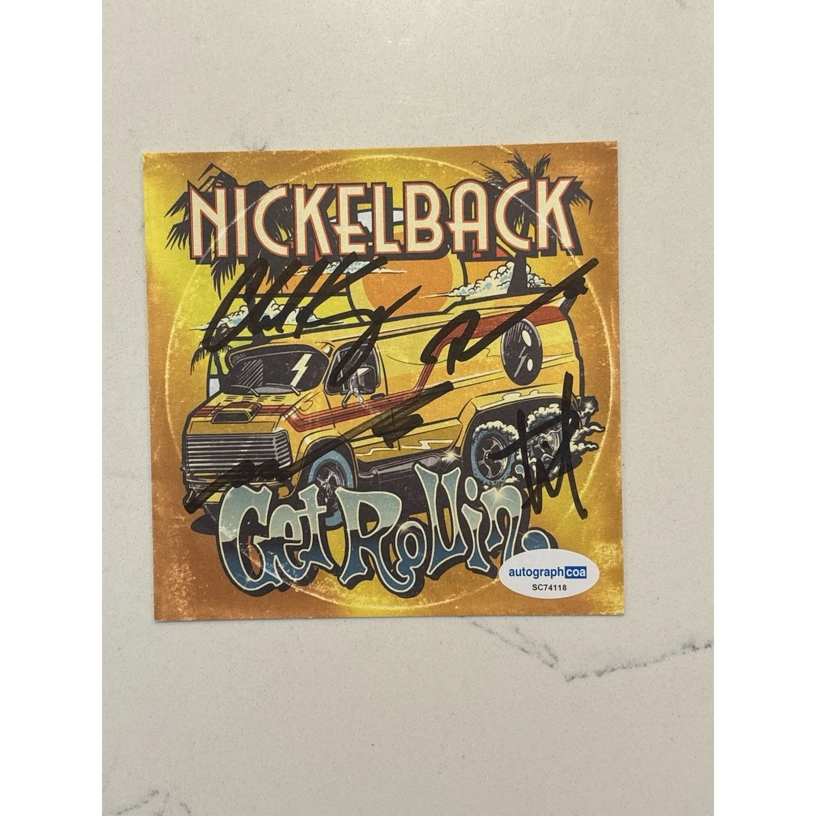NICKELBACK Get Rollin CD Signed Card FULL BAND Insert Autograph ACOA #20, image 3
