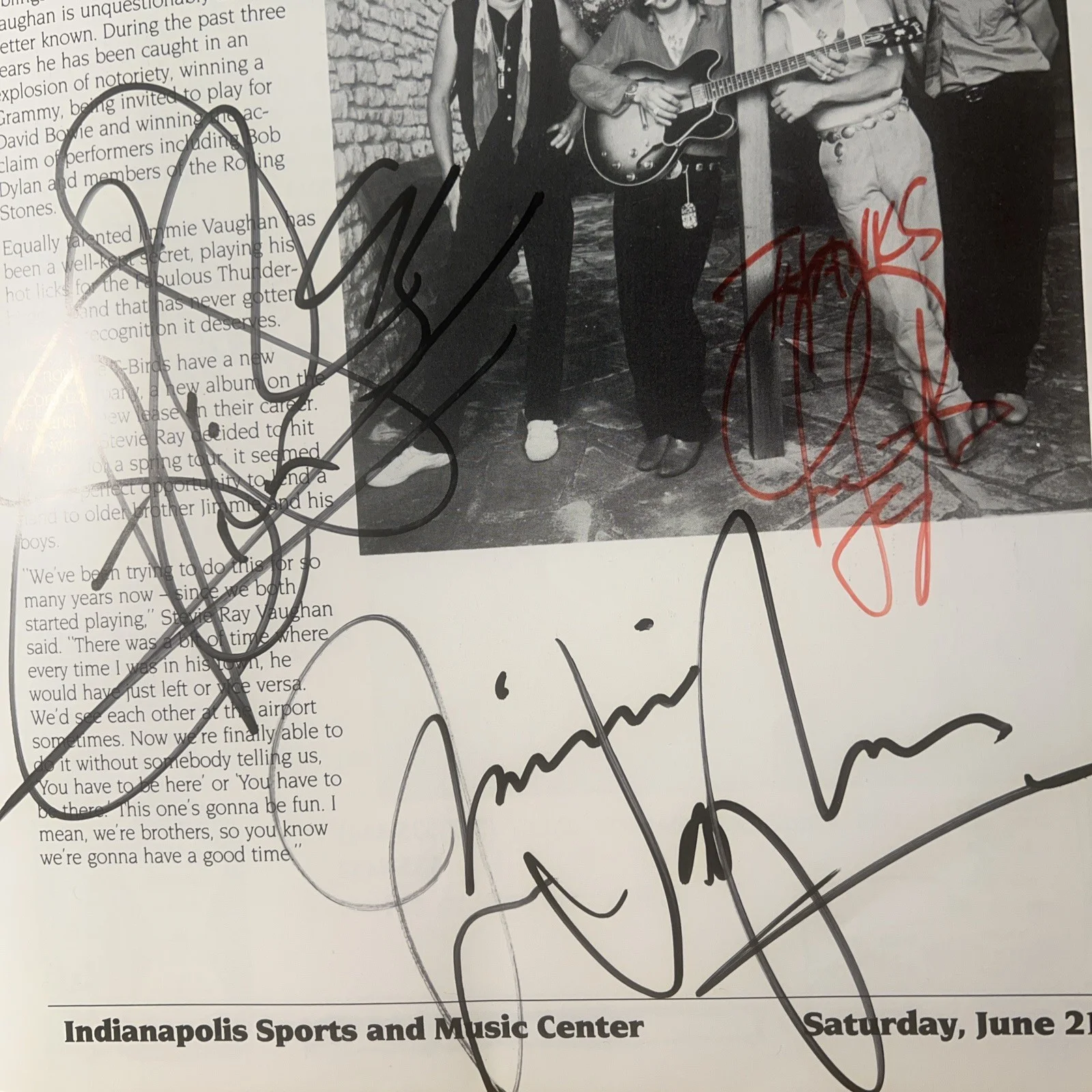 STEVIE RAY VAUGHAN & Jimmy Vaughn ORIGINAL Autographs 1986 Memorabilia Rock Pop, изображение 3
