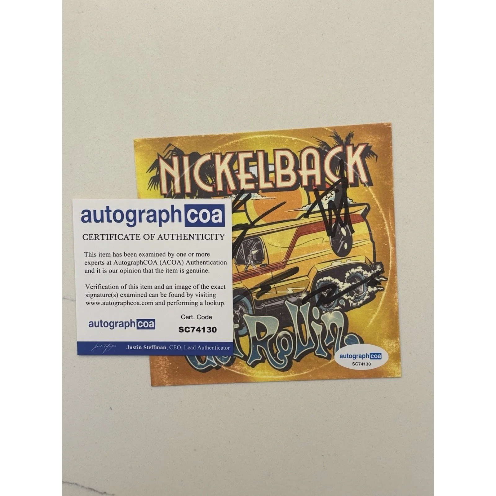 NICKELBACK Get Rollin CD Signed Card FULL BAND Insert Autograph ACOA #12, image 2