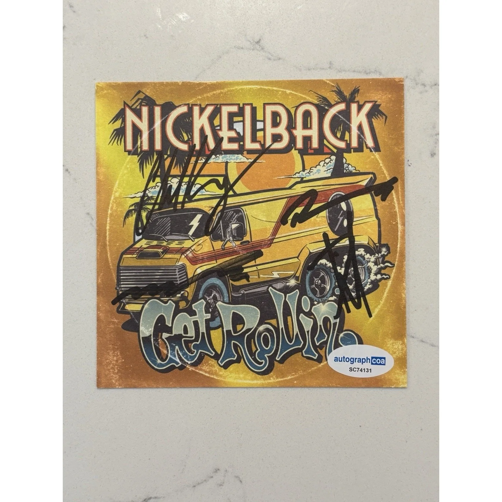 NICKELBACK Get Rollin CD Signed Card FULL BAND Insert Autograph ACOA #13, image 2