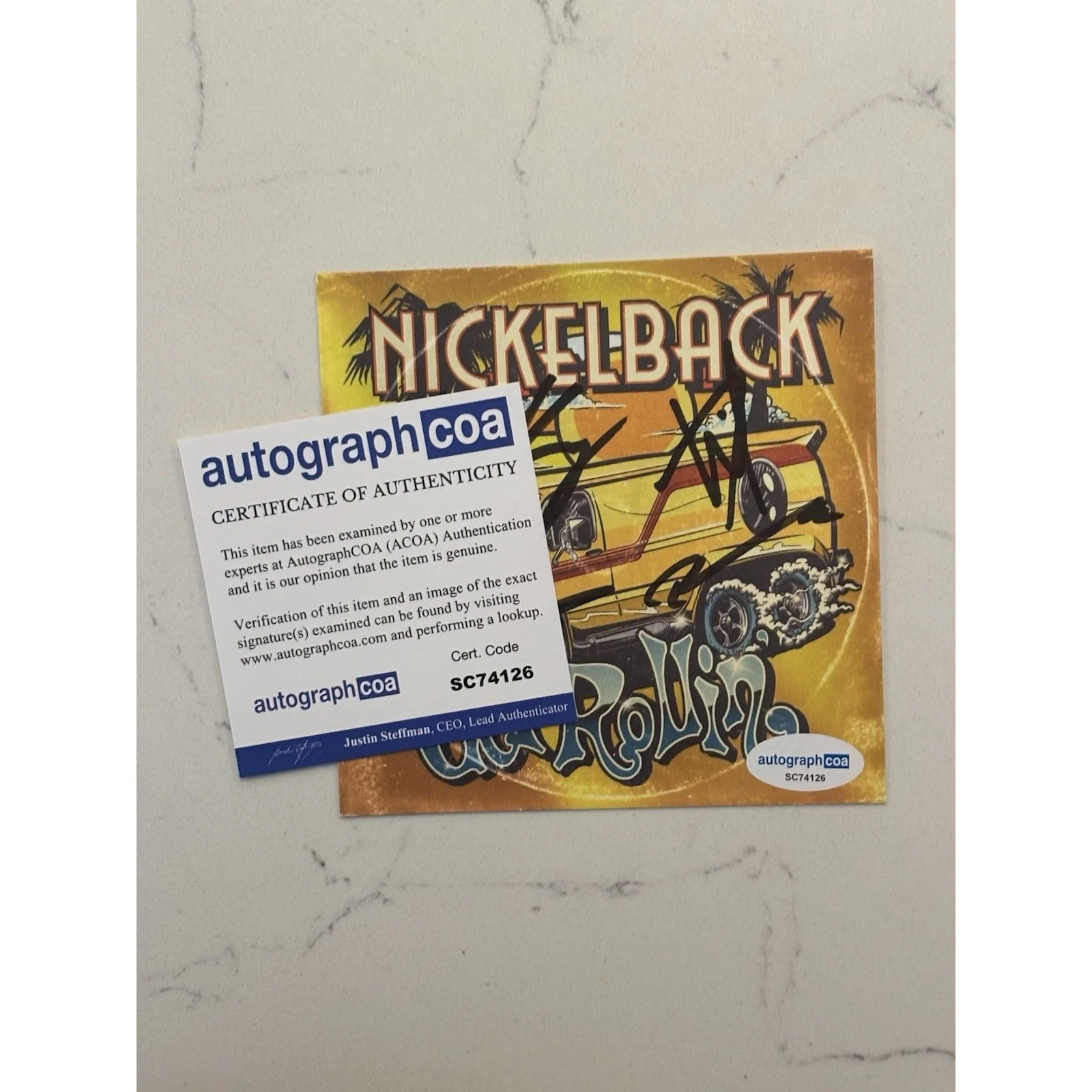 NICKELBACK Get Rollin CD Signed Card FULL BAND Insert Autograph ACOA #9, image 2