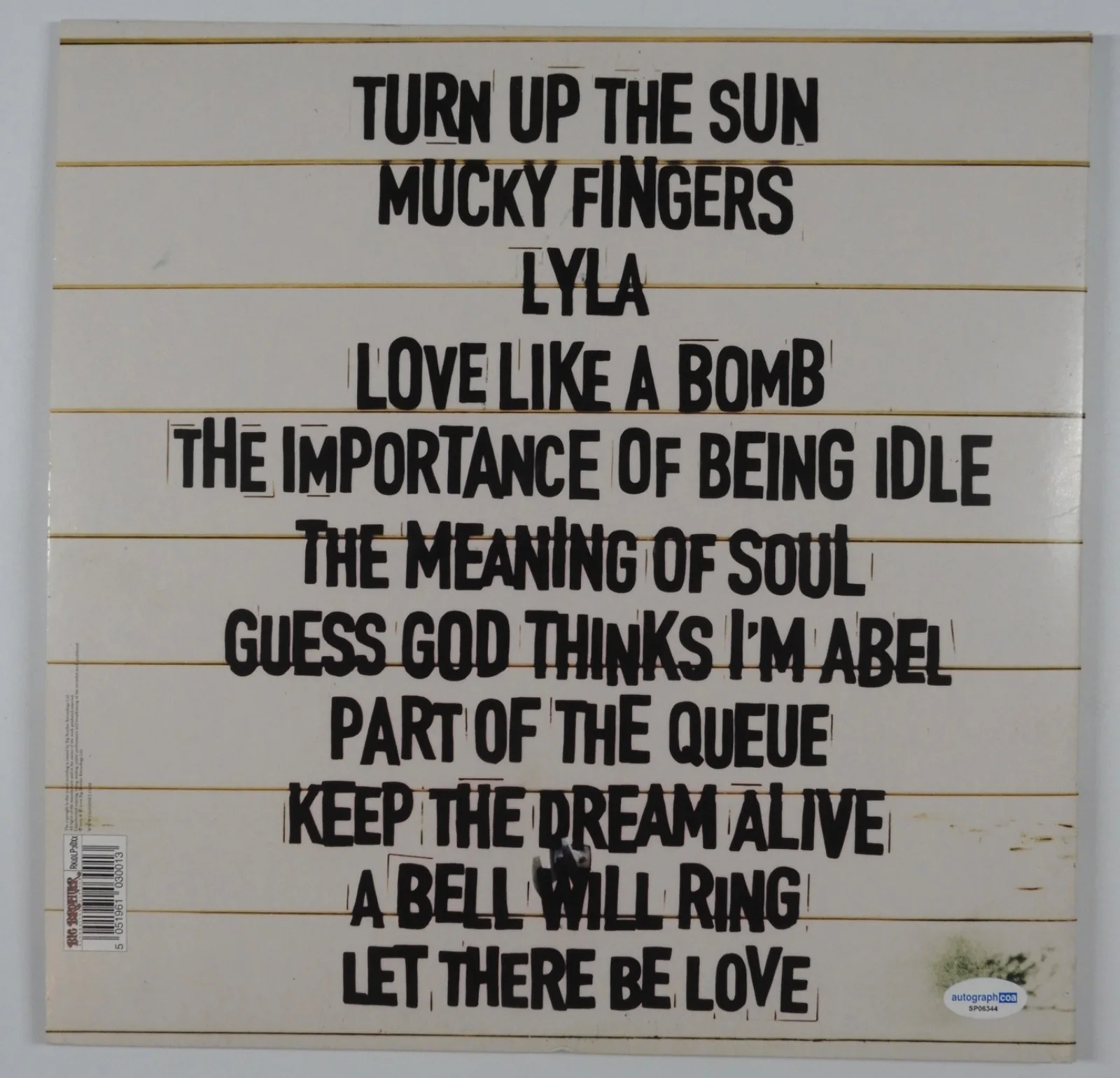 Oasis Noel Gallagher ACOA Signed Autograph Record Album Vinyl, image 3
