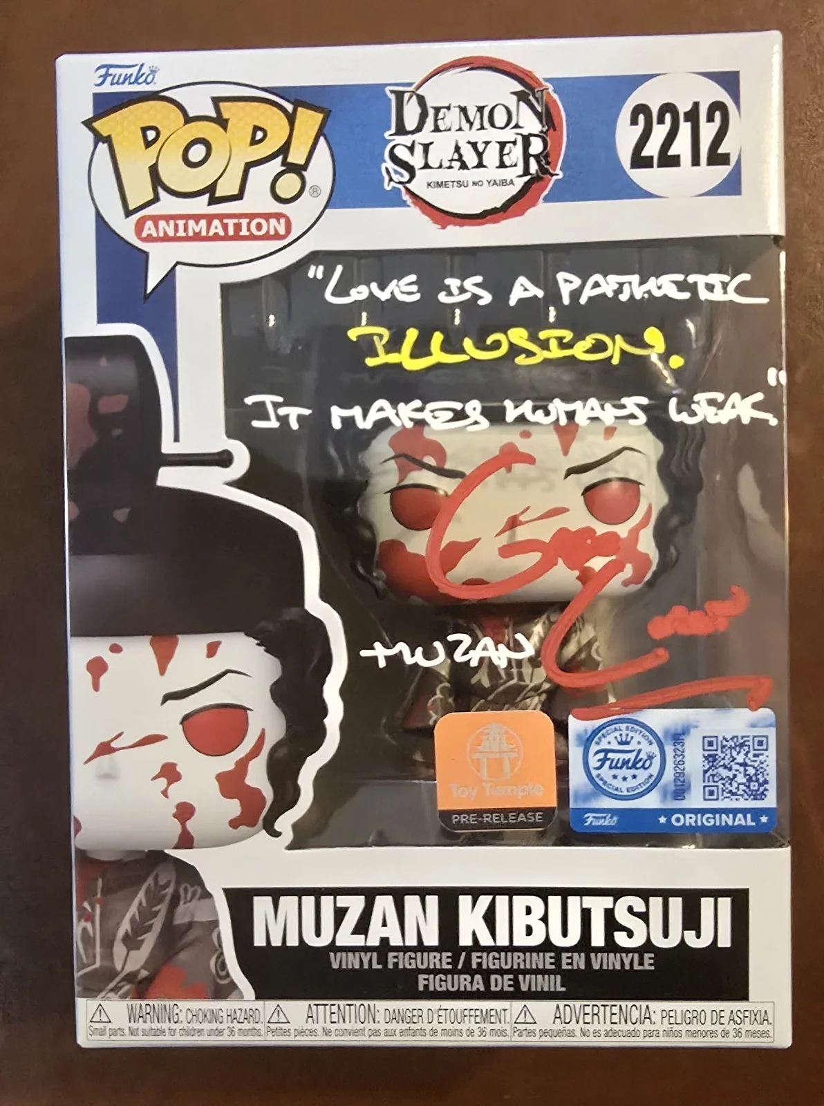 Greg Chun — Funko Pop! Demon Slayer Muzan Kibutsuji #2212 Pre Release Signed By Greg Chun