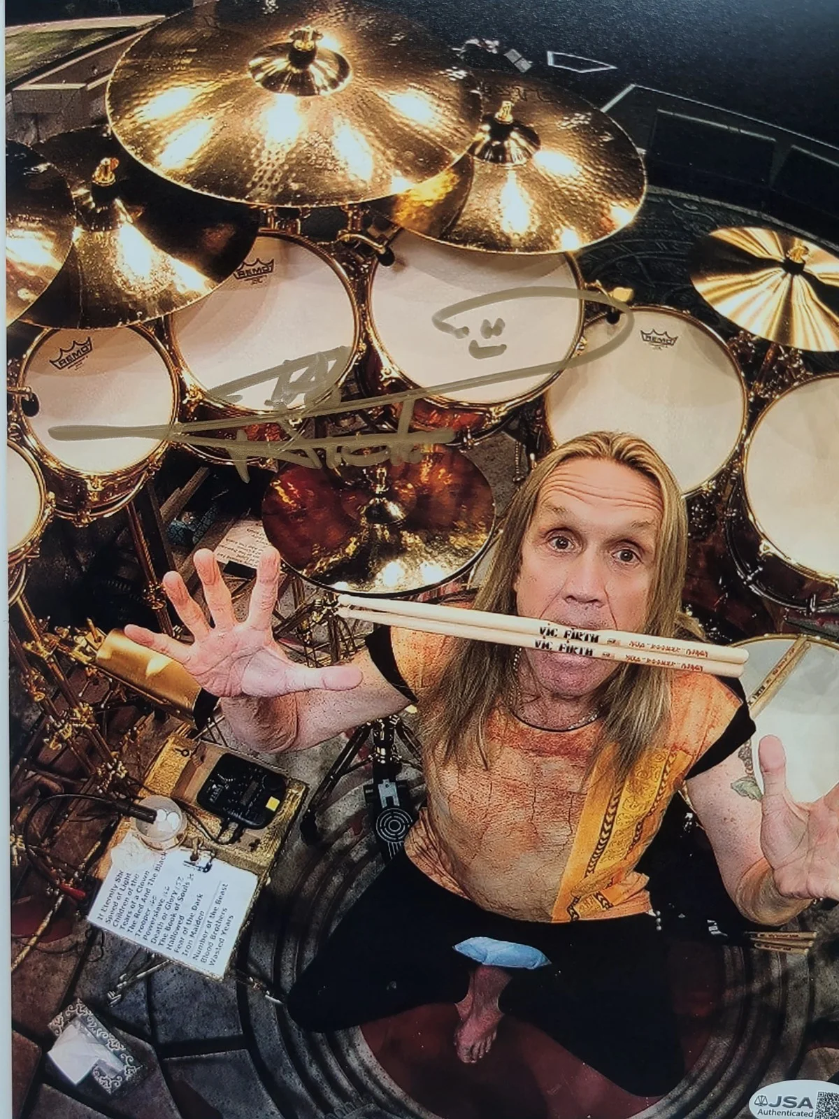 Nicko McBrain Signed 8x10 Photo Iron Maiden Drummer Autograph JSA COA, image 2