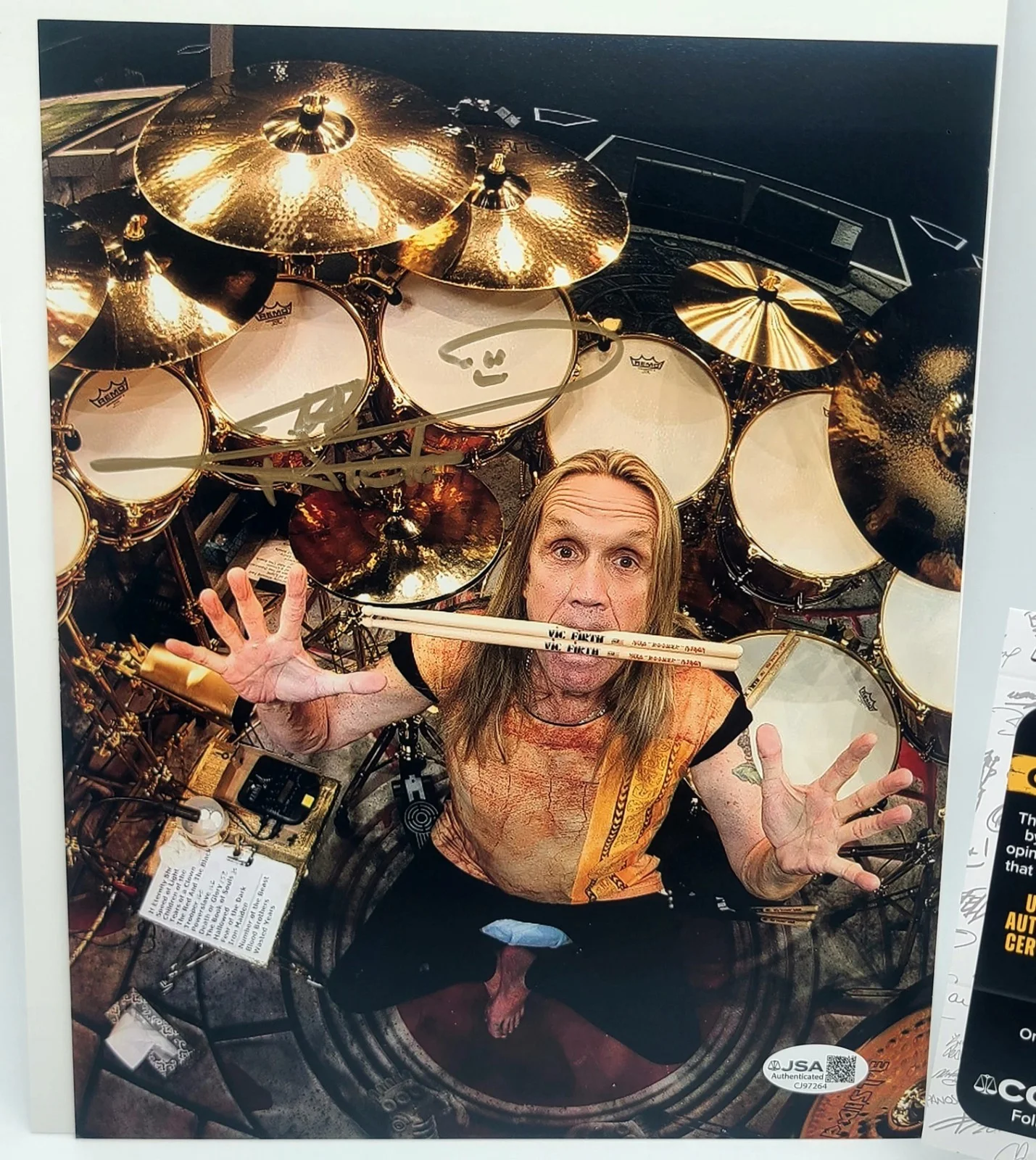 Nicko McBrain Signed 8x10 Photo Iron Maiden Drummer Autograph JSA COA, image 4