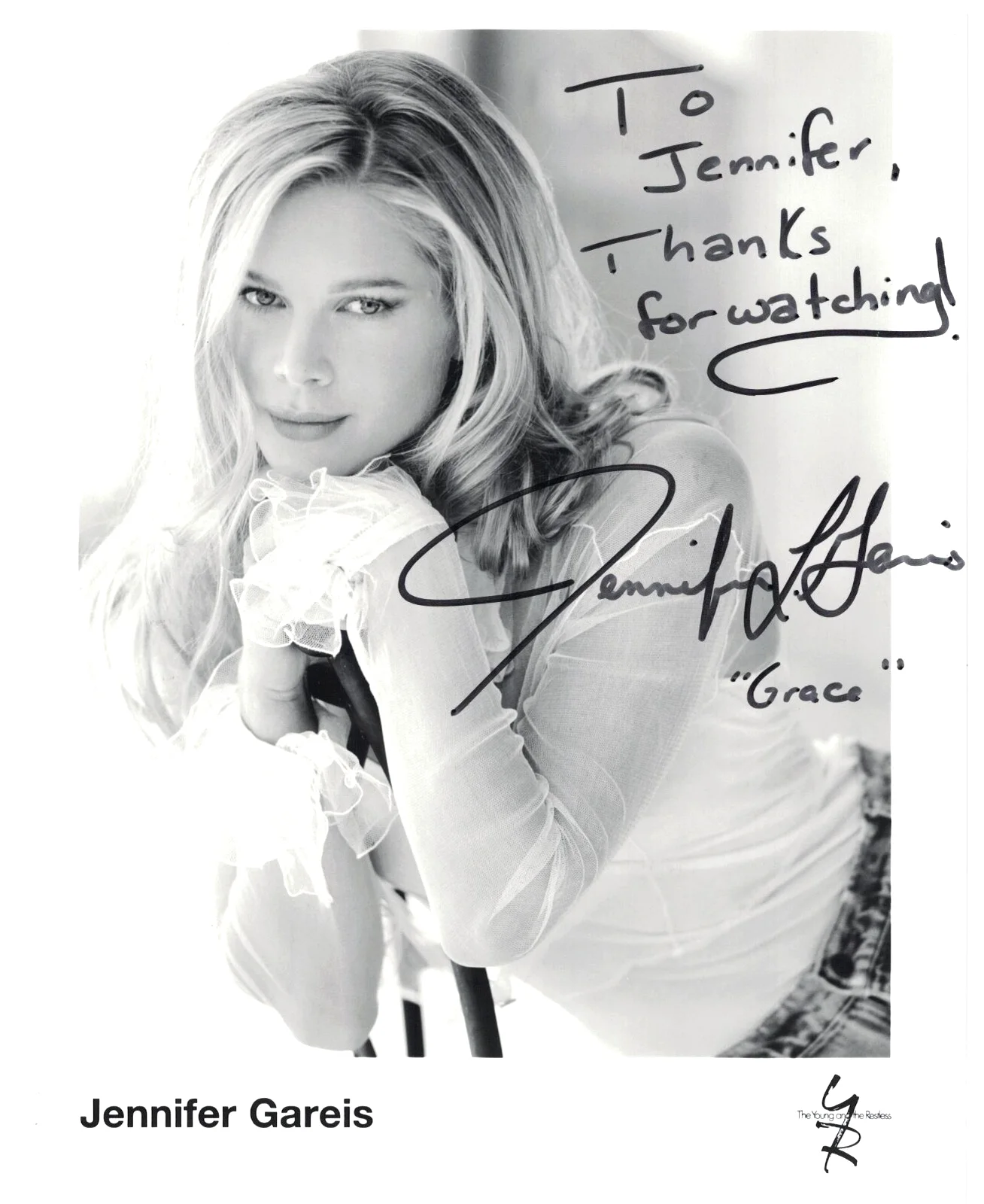 Jennifer Gareis — JENNIFER GAREIS Autograph 8X10 The Young And The Restless FREE SHIPPING! Y&R