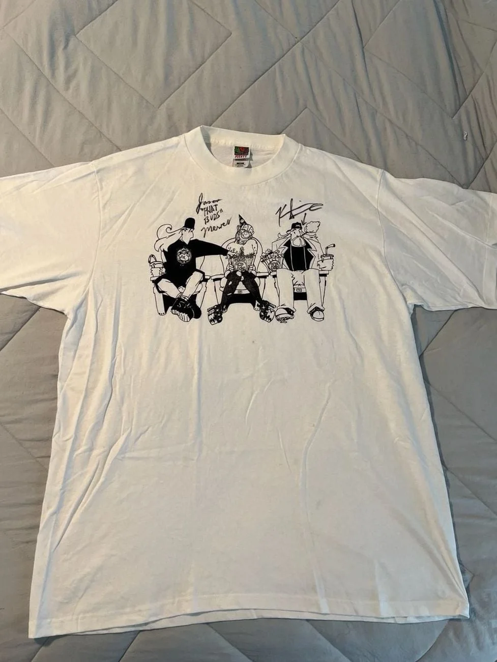Kevin Smith, Jason Mewes, Jason Lee, Scott Mosier — Vintage 1998 Kevin Smith Vulgarathon Signed T-Shirt View Askewniverse Jay and Si, изображение 2