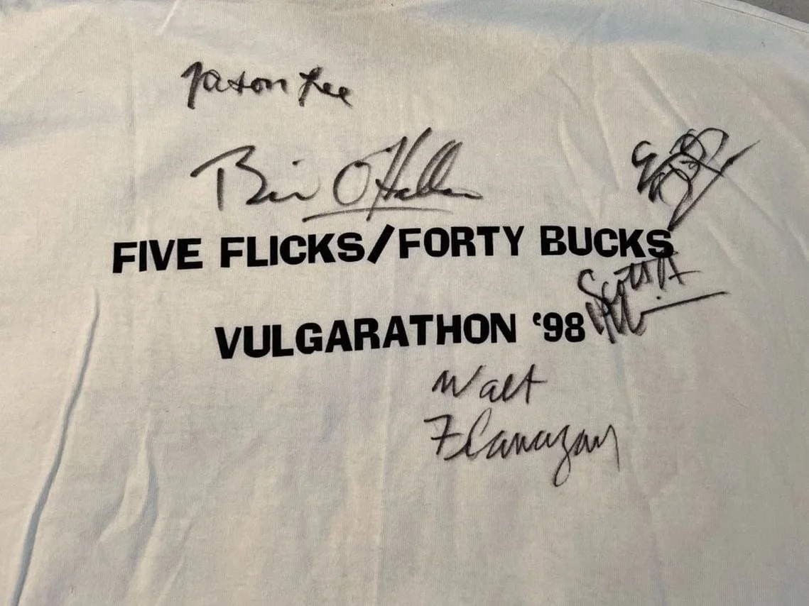 Kevin Smith, Jason Mewes, Jason Lee, Scott Mosier — Vintage 1998 Kevin Smith Vulgarathon Signed T-Shirt View Askewniverse Jay and Si, изображение 3