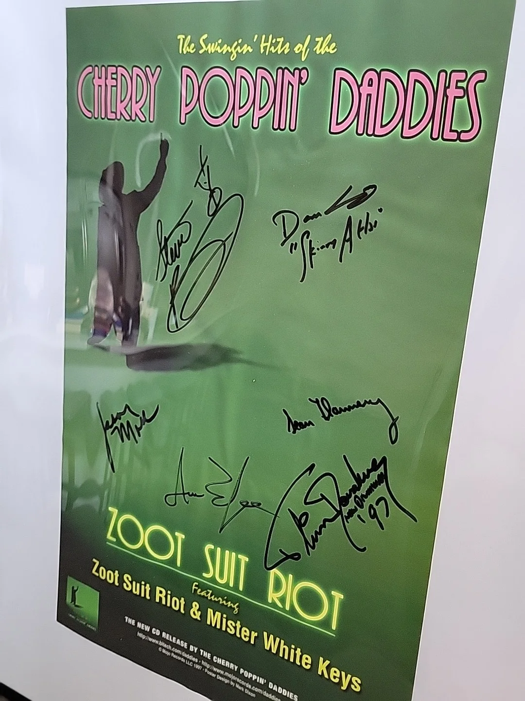 Cherry Poppin' Daddies Signed Zoot Suit Riot CD Release Poster 1997. 6 Signed, image 2