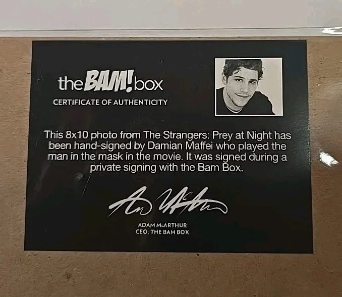 Damian Maffei — DAMIAN MAFFEI SIGNED 8 X 10 PHOTO THE STRANGERS PREY AT NIGHT BAM BOX COA, image 2