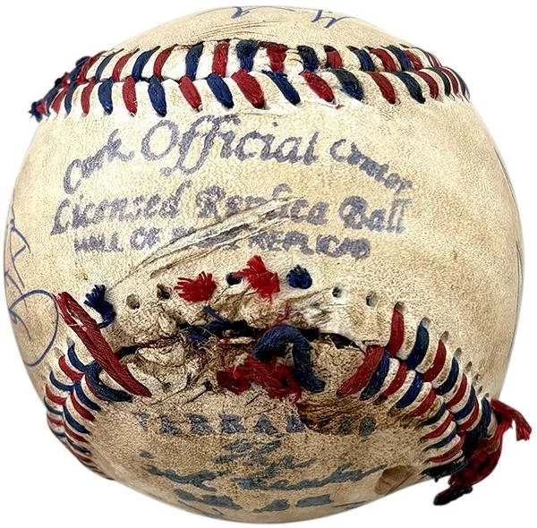 Patrick Renna — The Sandlot Cast Signed Replica Chewed Babe Ruth Baseball - 8 Signatures TRISTAR, image 2