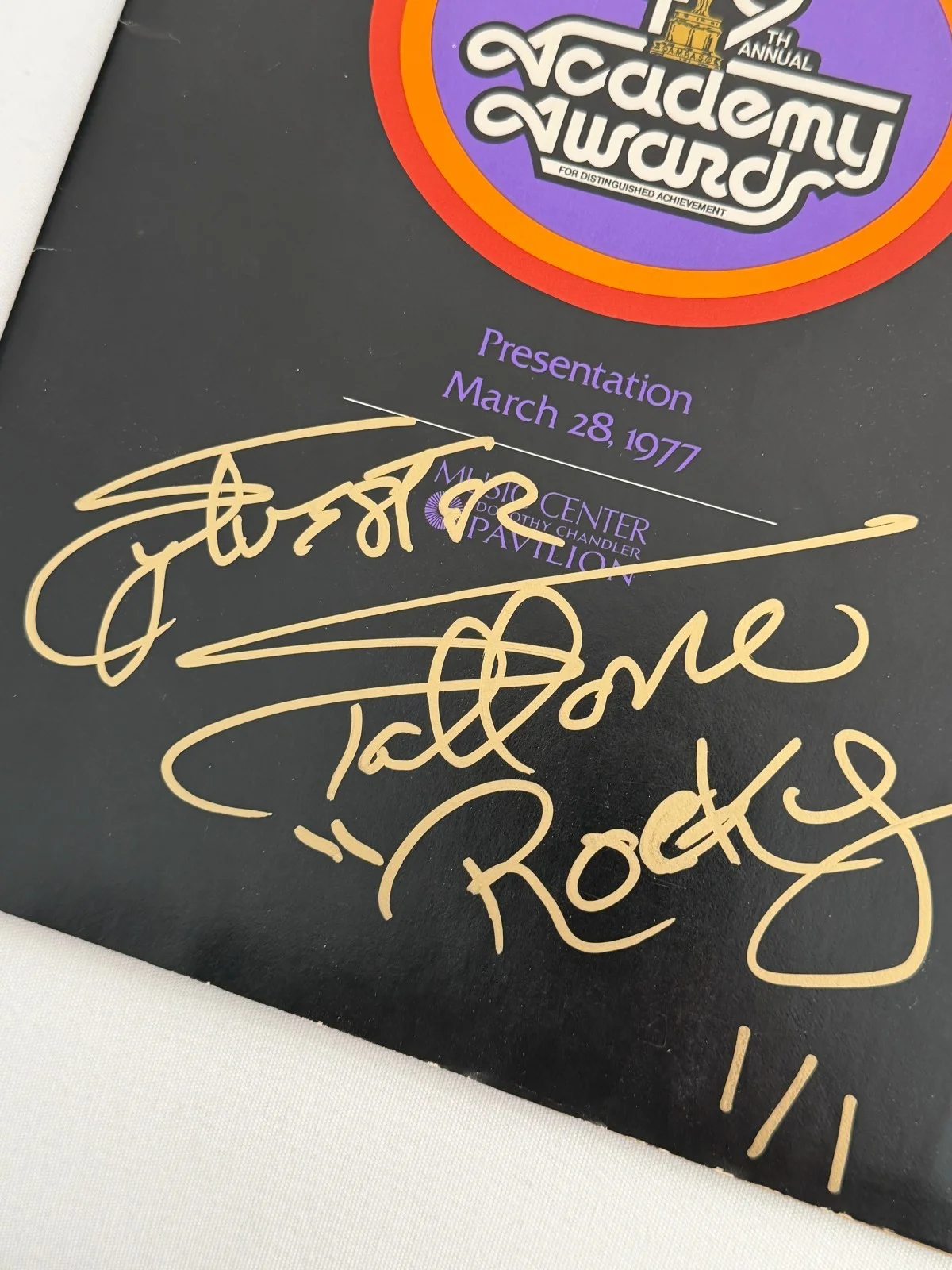Sylvester Stallone, Talia Shire — Sylvester Stallone "ROCKY" 1/1 Autographed Academy Awards Program ASI Proof, image 2