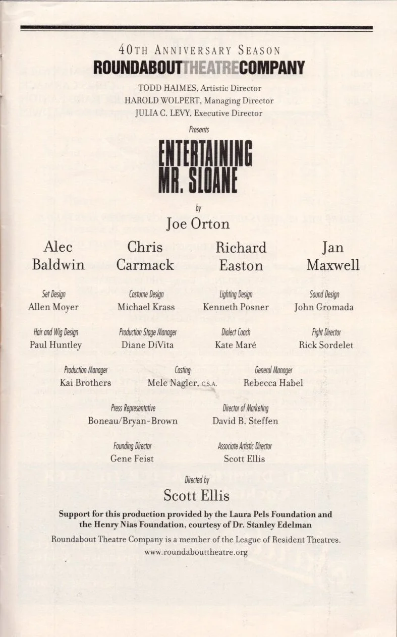 Cast — Alec Baldwin Chris Carmack Jan Maxwell + Signed Entertaining Mr. Sloane Playbill, image 2