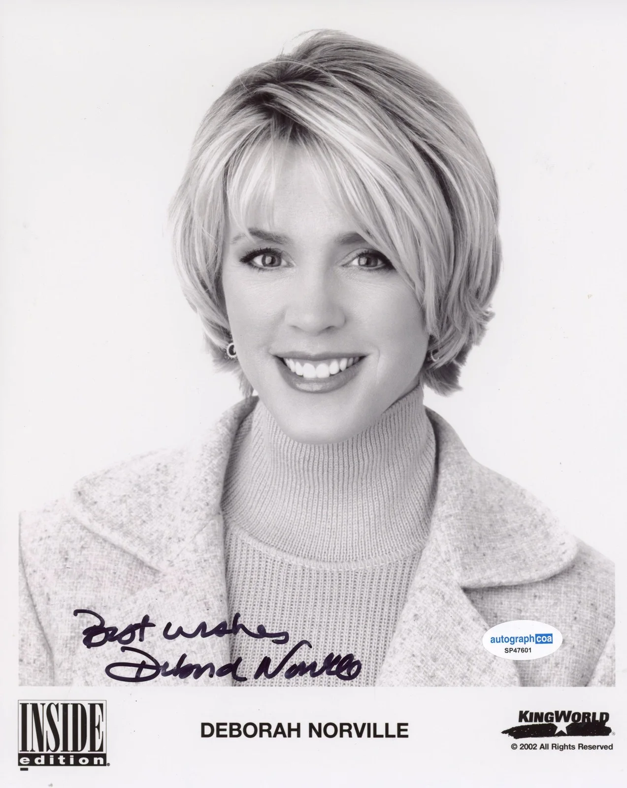 Deborah Norville — Deborah Norville "Inside Edition" AUTOGRAPH Signed Autographed 8x10 Photo ACOA