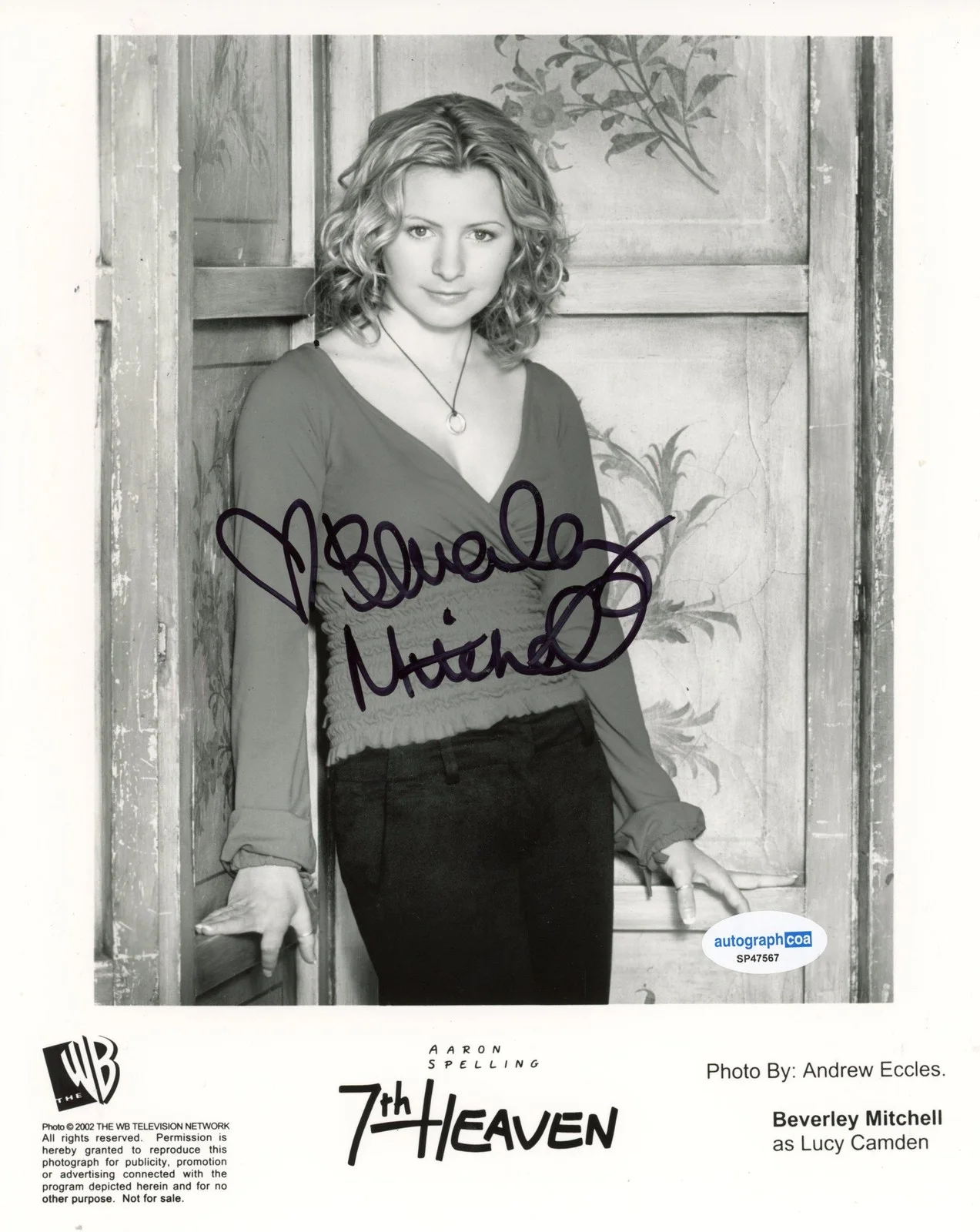 Beverley Mitchell — Beverley Mitchell "7th Heaven" AUTOGRAPH Signed 'Lucy Camden' 8x10 Photo ACOA