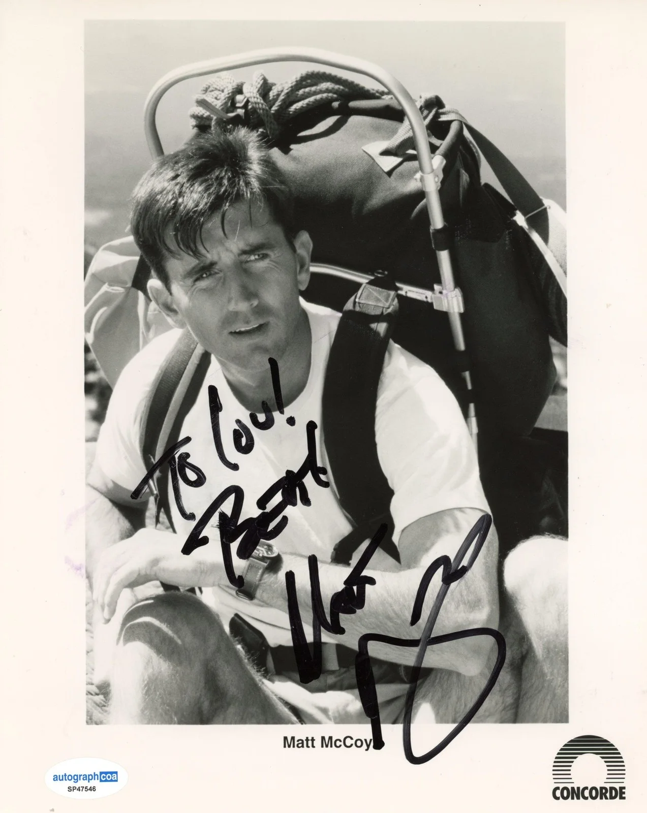 Matt McCoy — Matt McCoy "Police Academy 5" AUTOGRAPH Signed 8x10 Photo 'To Lou' ACOA