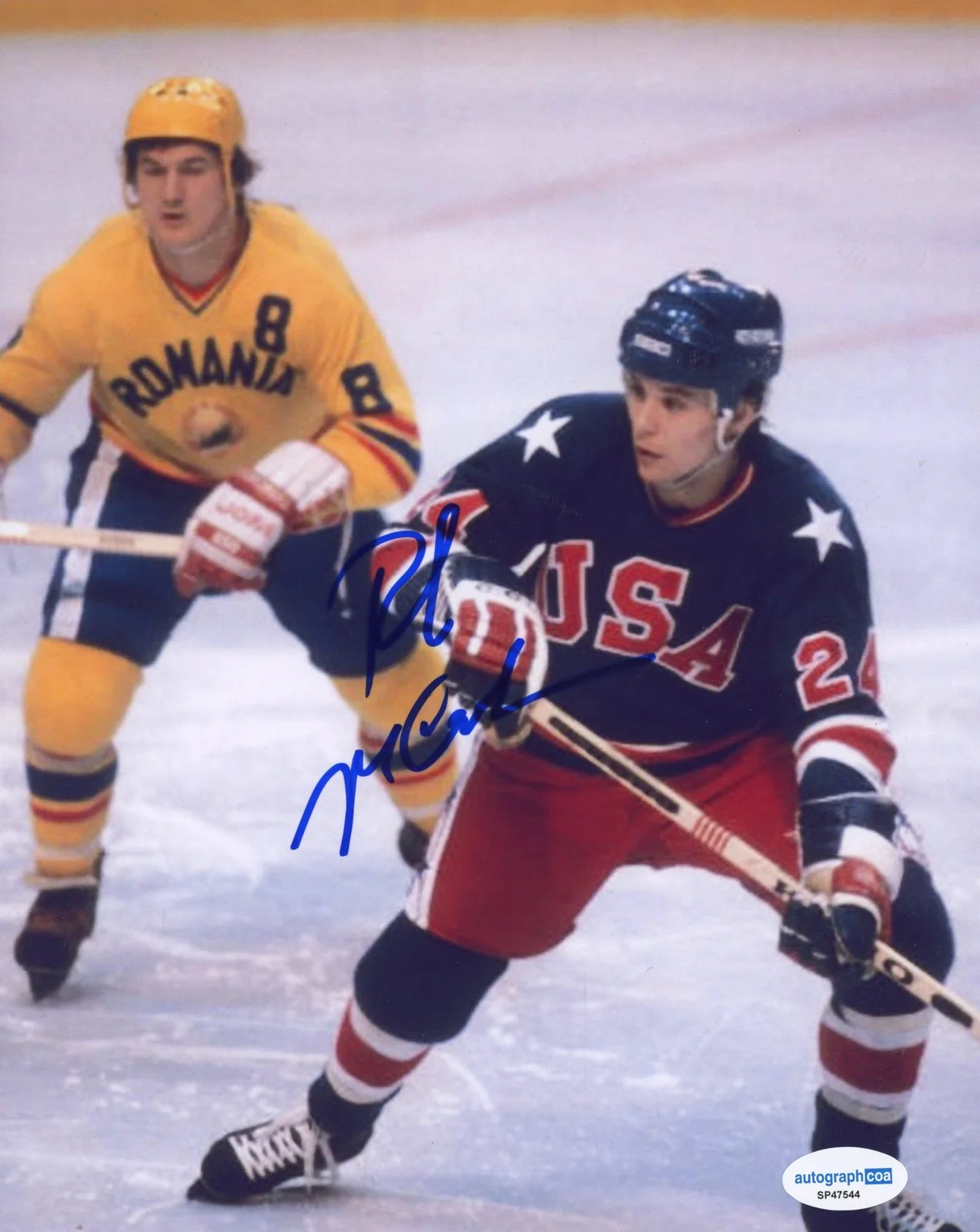 Rob McClanahan — Rob McClanahan "Miracle on Ice" AUTOGRAPH Signed USA Gold Hockey 8x10 Photo ACOA