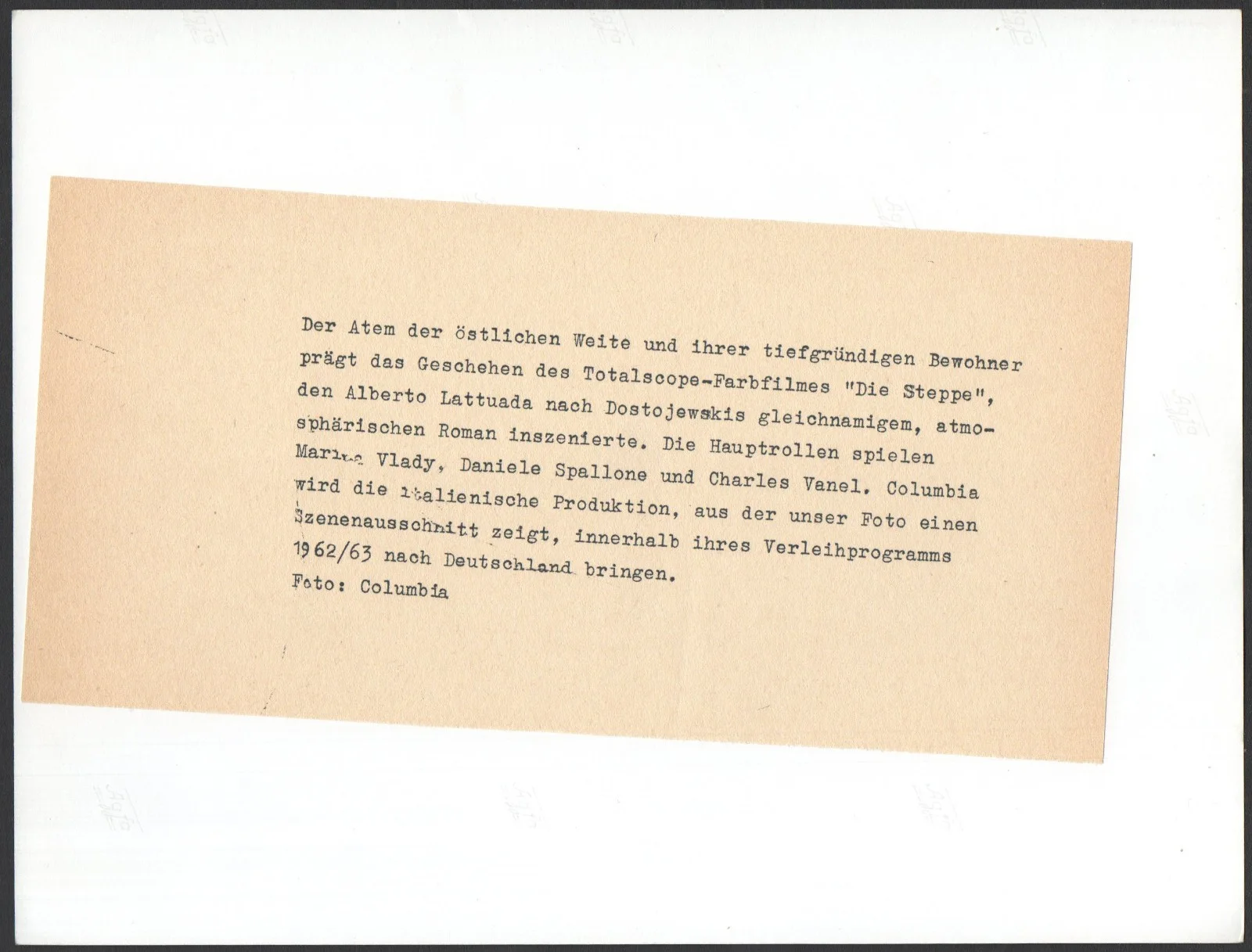 STEPPA 1962 Marina Vlady Charles Vanel Anton Chekhov GERMAN STILL, изображение 2