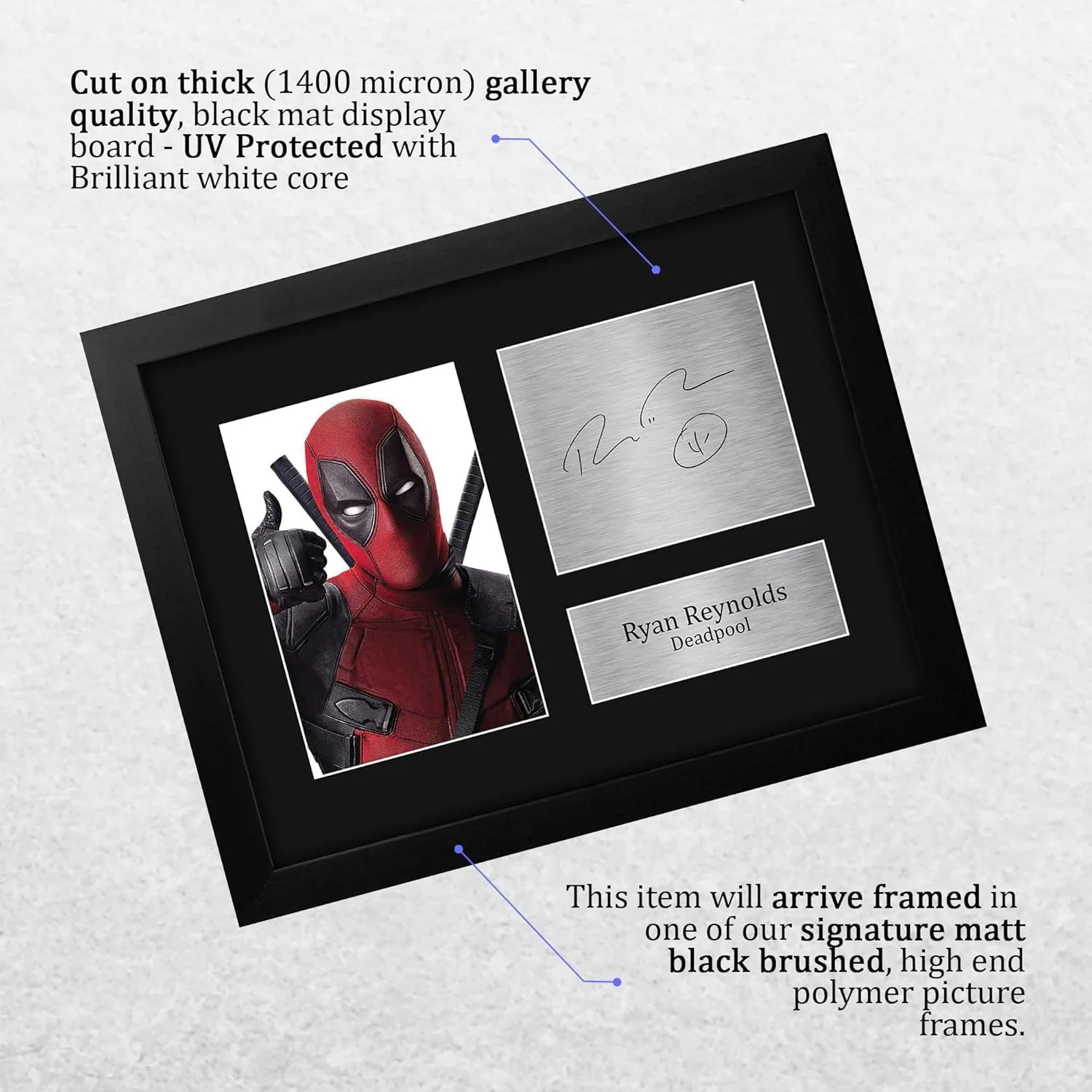 Ryan Reynolds Autograph Print — Framed Ryan Reynolds as Deadpool Print - Unique Gift for Fans & Collectors, изображение 5