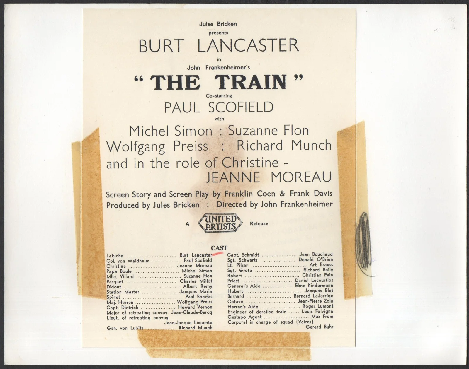 TRAIN 1964 Burt Lancaster - John Frankenheimer 2 10x8 STILLS, image 2