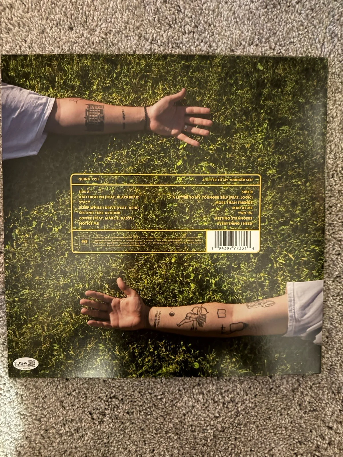 QUINN XCII SIGNED VINYL A LETTER TO MY YOUNGER SELF W/JSA AUTOGRAPH, изображение 2