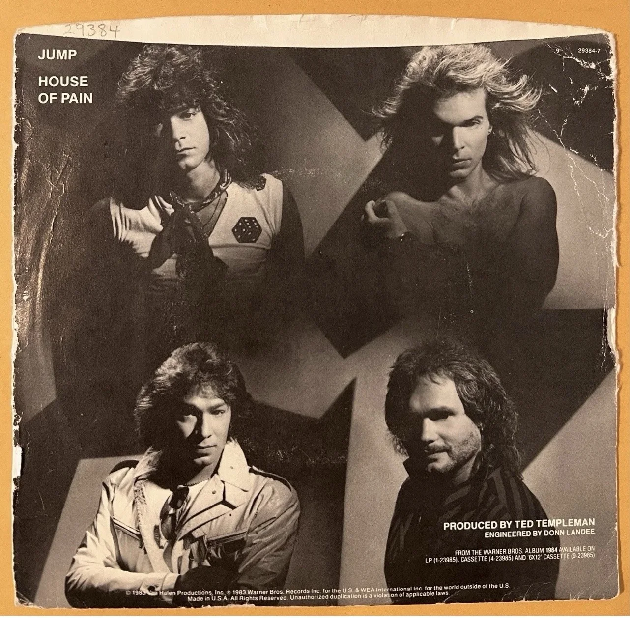 Eddie Van Halen Signed Framed 45 Vinyl Sleeve With COA 1984 Jump Record, изображение 3