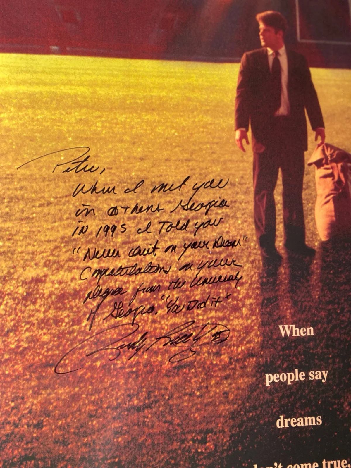 Rudy Ruettiger — Rudy Movie Poster Signed By Rudy Ruettiger 36x24 Full Size, изображение 2