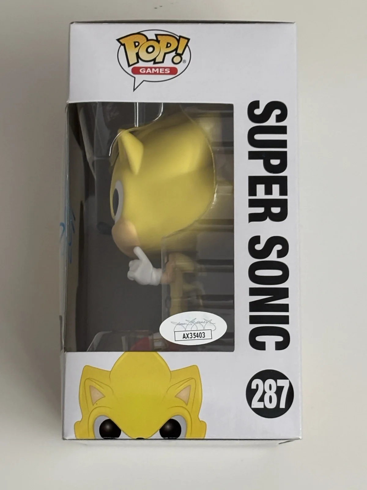 Ben Schwartz — Funko Pop Sonic the Hedgehog Super Sonic #287 Ben Schwartz Signed JSA COA, image 2