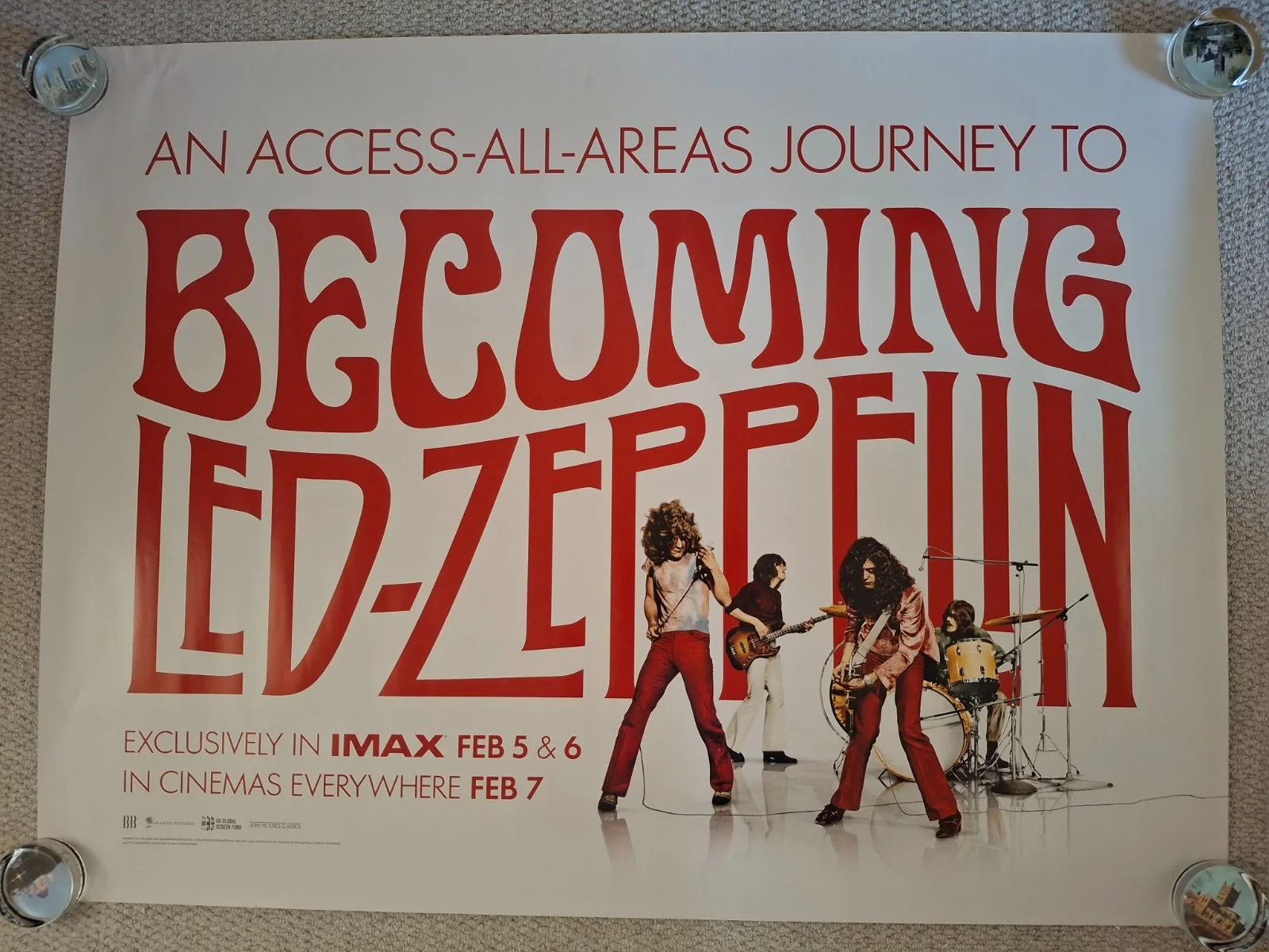 Becoming Led Zeppelin Rare & Original UK Double Sided Quad Film Cinema Poster, изображение 2